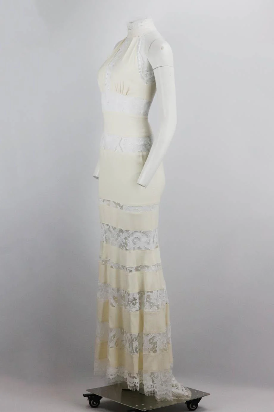 PHILIPP PLEIN TIERED LACE AND CREPE MAXI DRESS XSMALL - Image 3