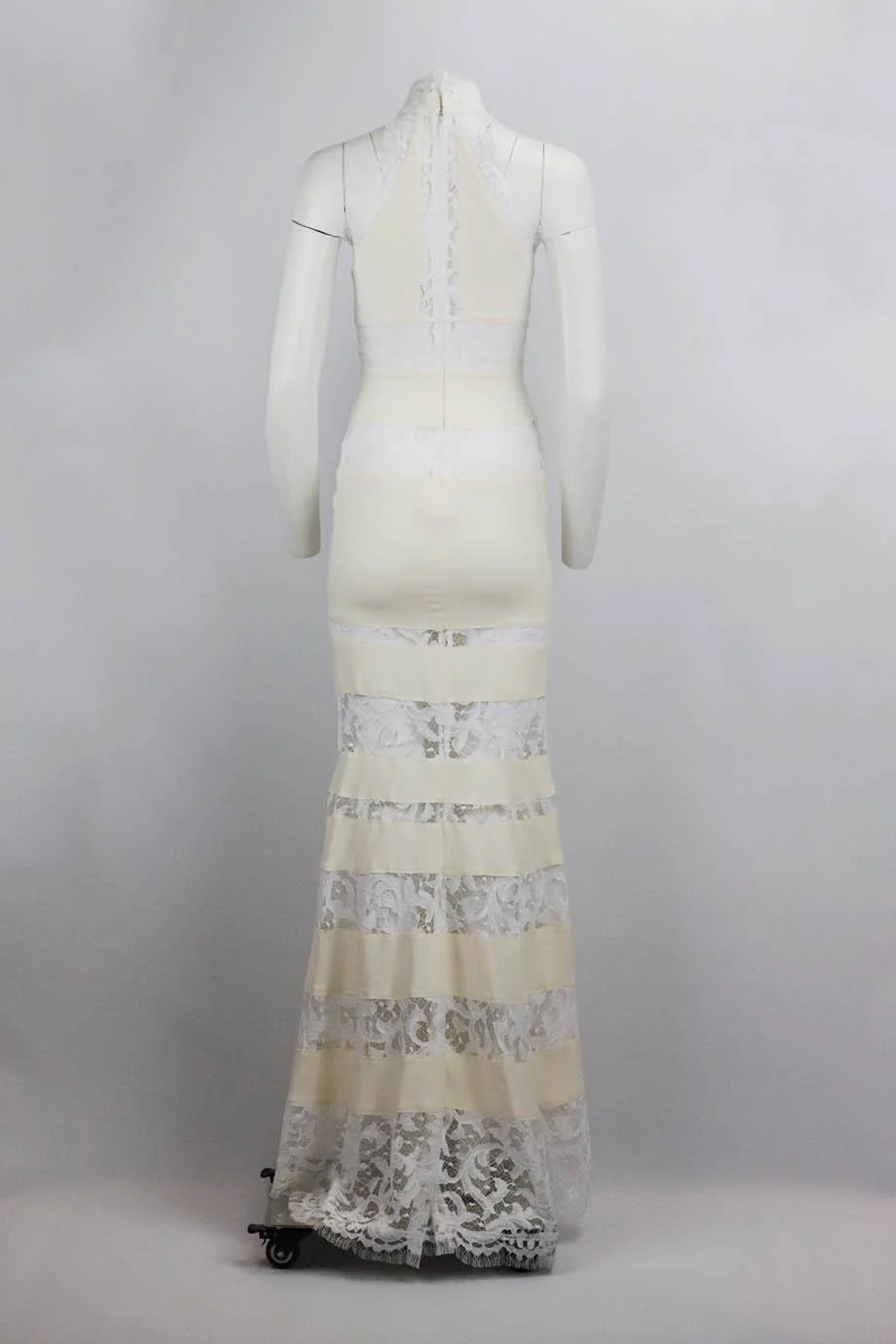 PHILIPP PLEIN TIERED LACE AND CREPE MAXI DRESS XSMALL - Image 4