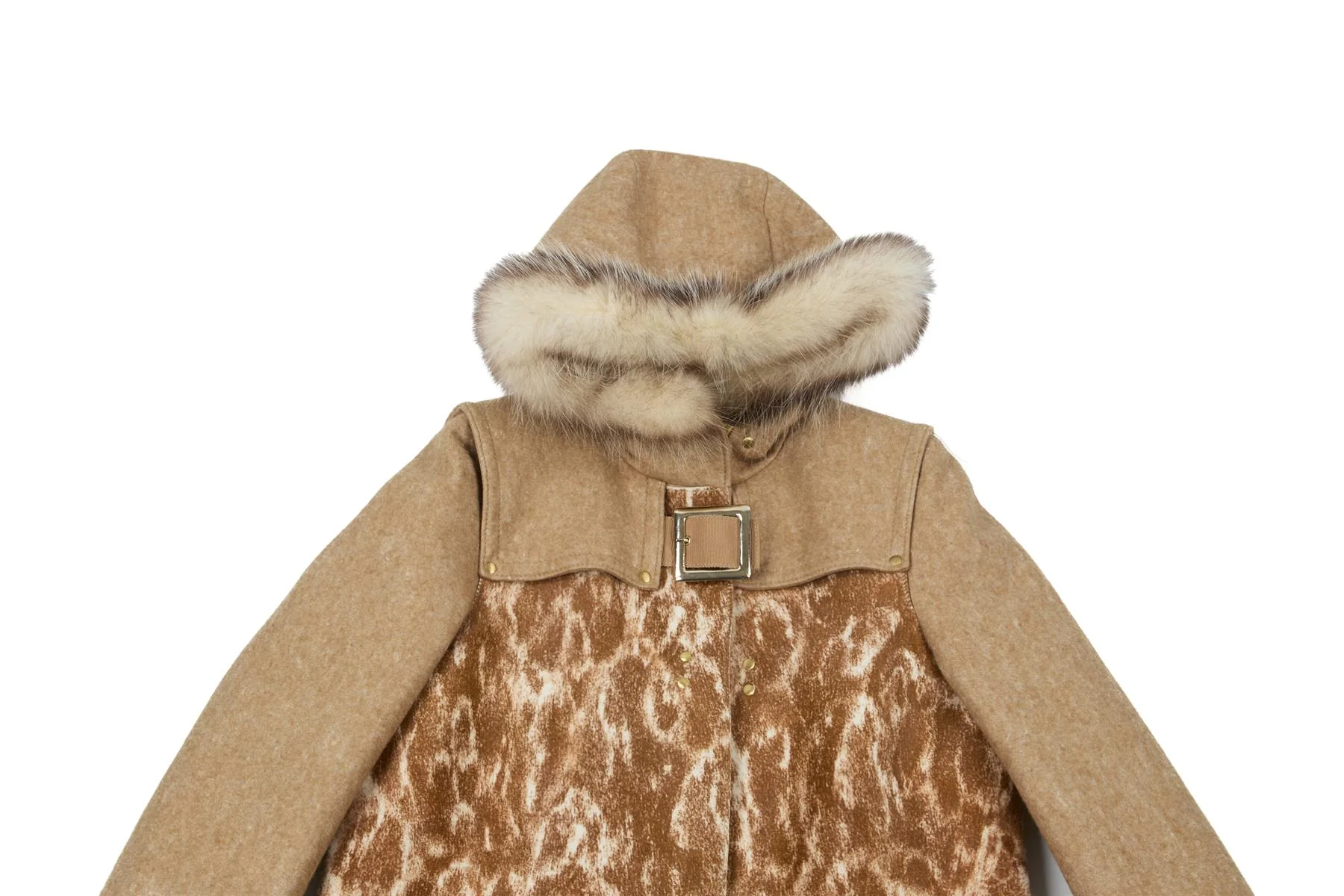 PHILOSOPHY DI ALBERTA FERRETTI BEIGE CALF HAIR COAT IT 42 UK 10 - Image 3