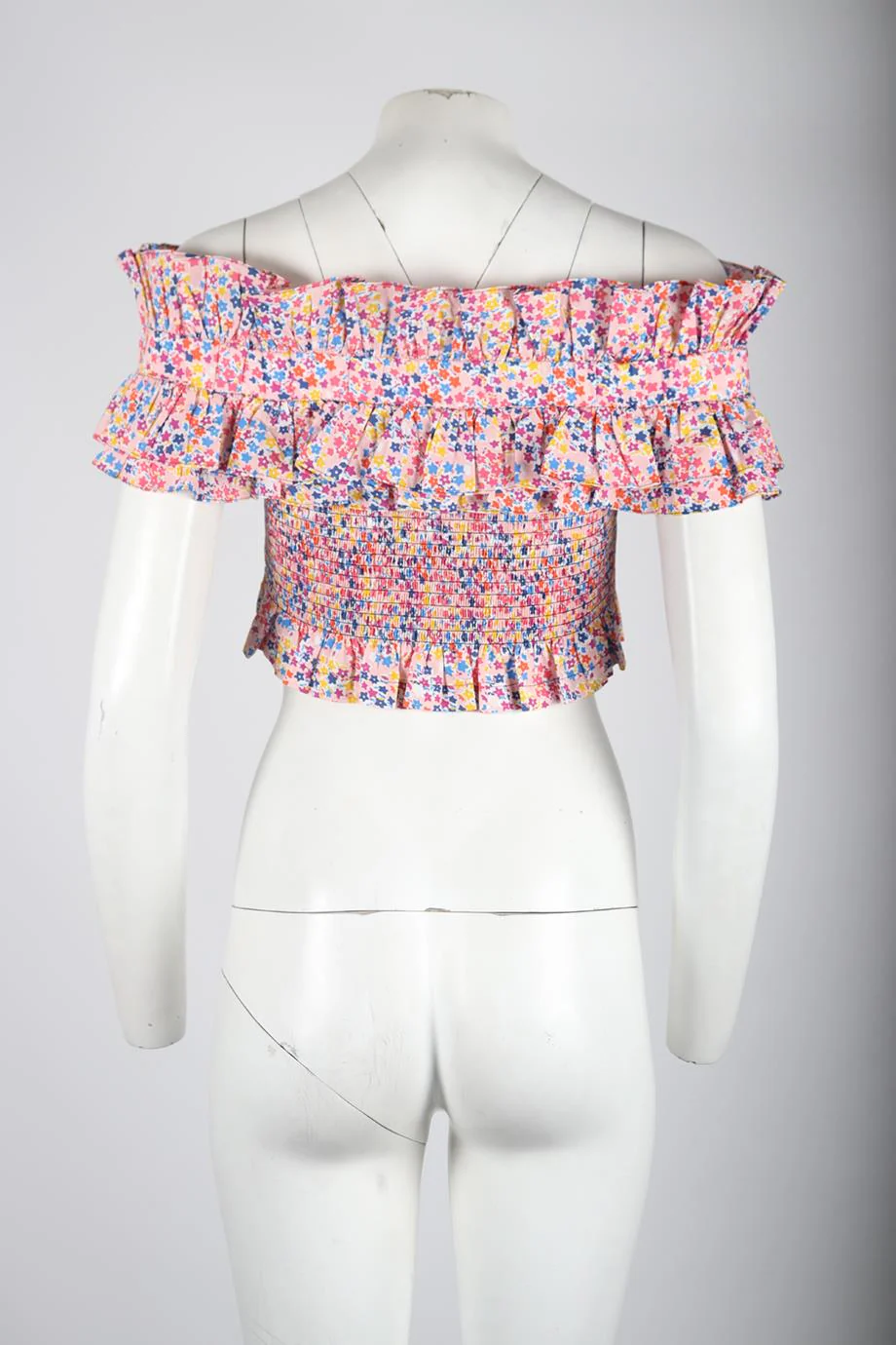 PHILOSOPHY DI LORENZO SERAFINI OFF THE SHOULDER FLORAL PRINT COTTON TOP UK 8 - Image 4