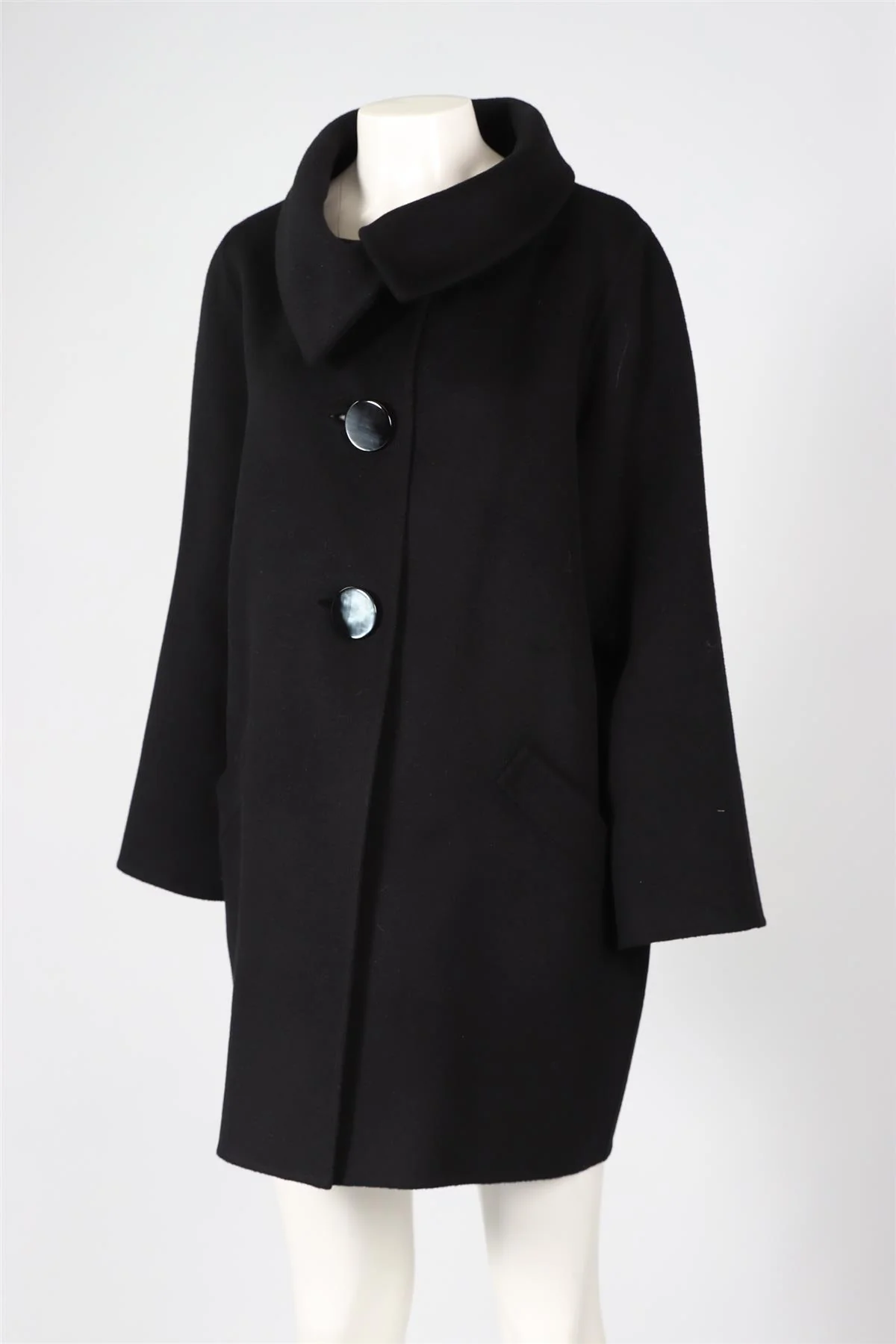 PIACENZA BLACK WOOL BLEND COAT IT 44 UK 12 - Image 3