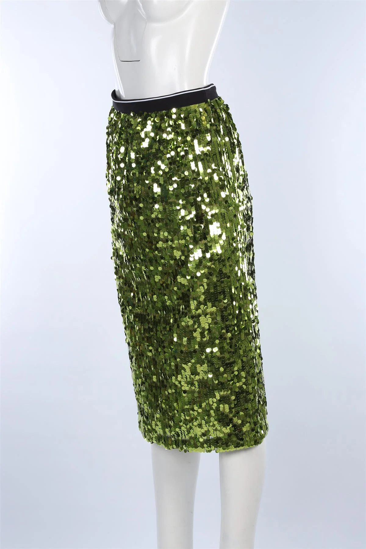 PLAN C GREEN SEQUIN MIDI SKIRT FR 38 UK 10 - Image 3