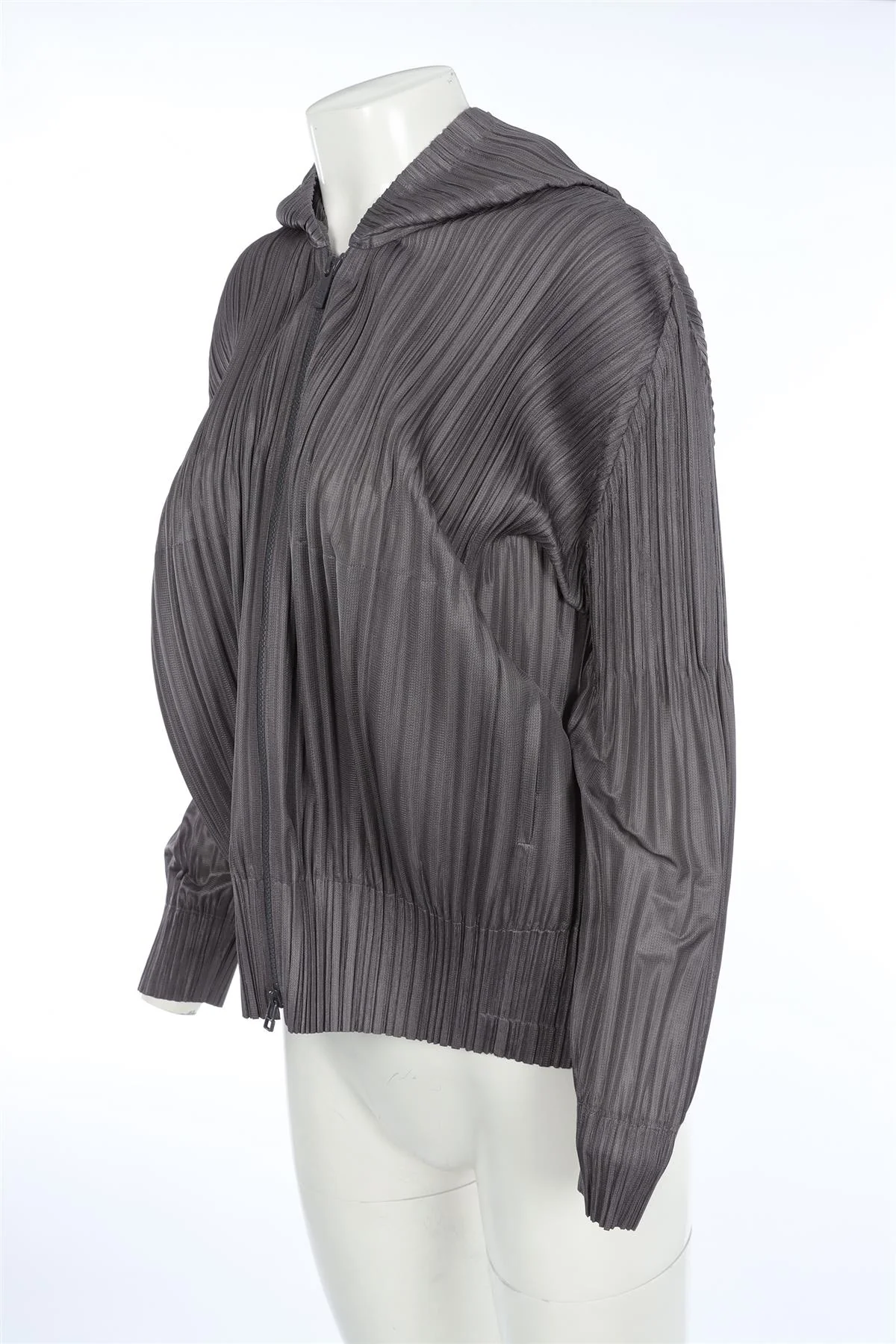 PLEATS PLEASE ISSEY MIYAKE GREY WOVEN JACKET JP 4 UK 12 - Image 3