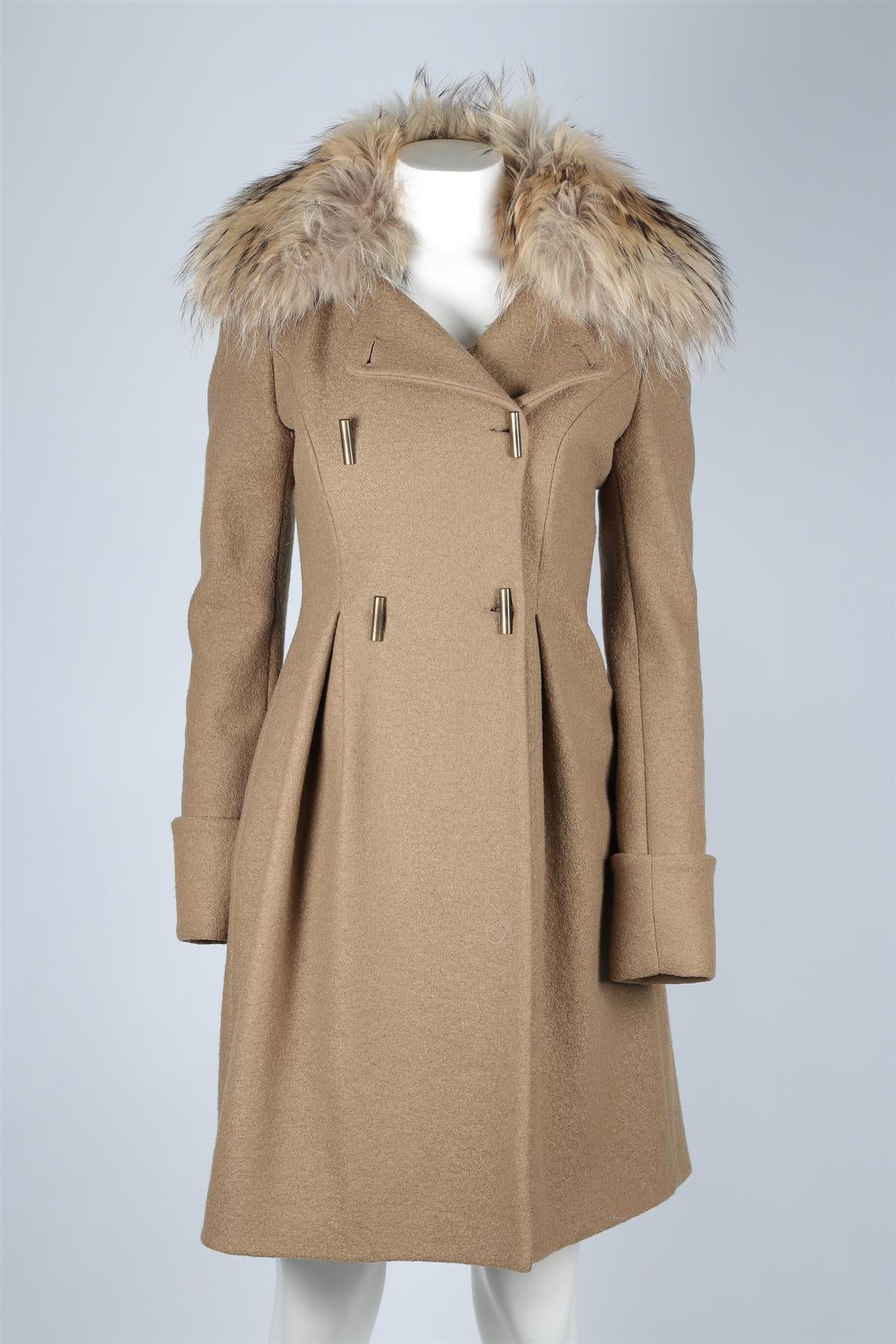 PLEIN SUD BROWN WOOL COAT FR 38 UK 10 - Image 2