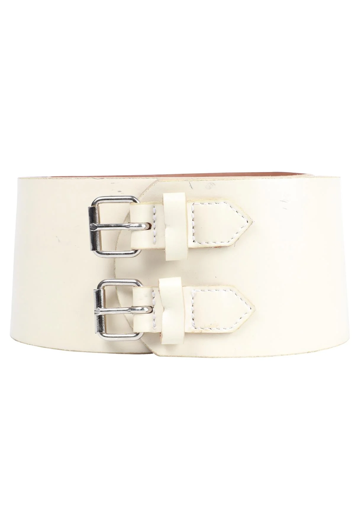 PLEIN SUD CREAM LEATHER WAIST BELT FR 38 UK 10 - Image 11