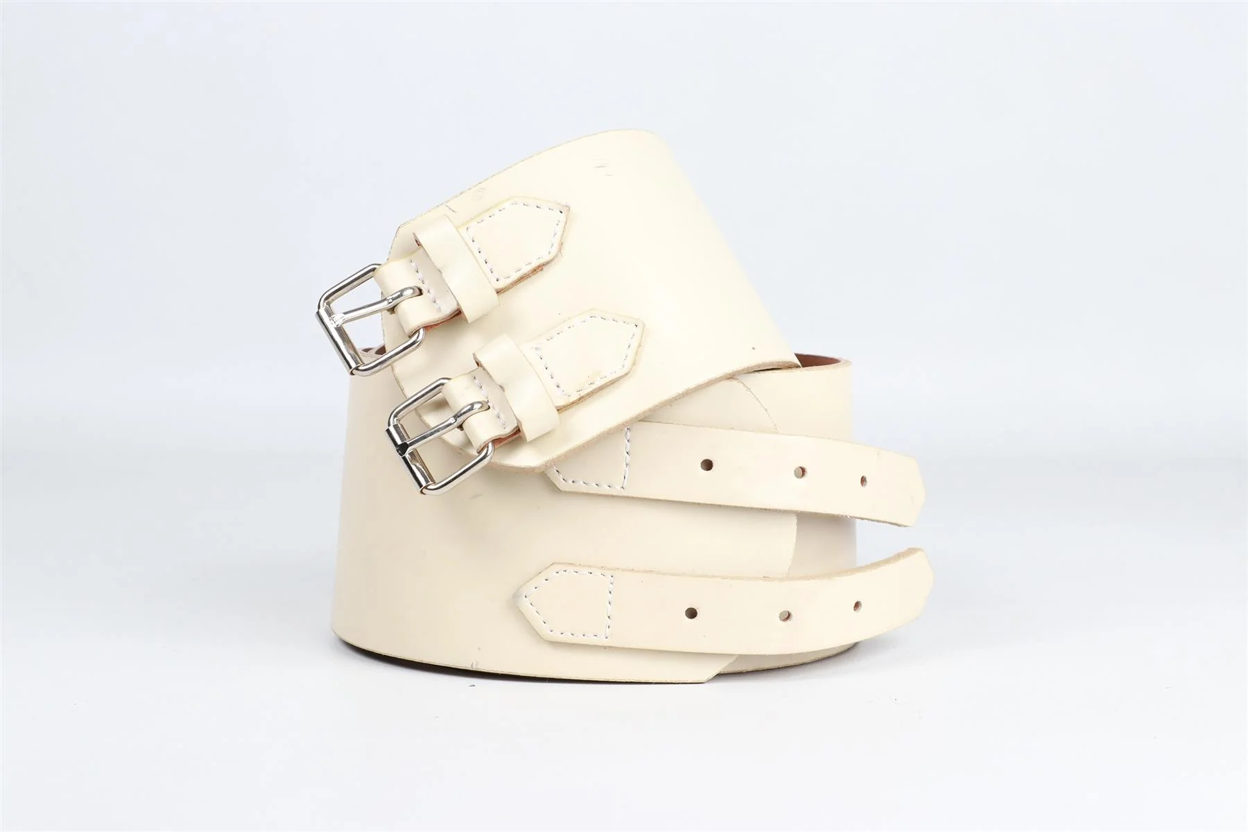PLEIN SUD CREAM LEATHER WAIST BELT FR 38 UK 10 - Image 15