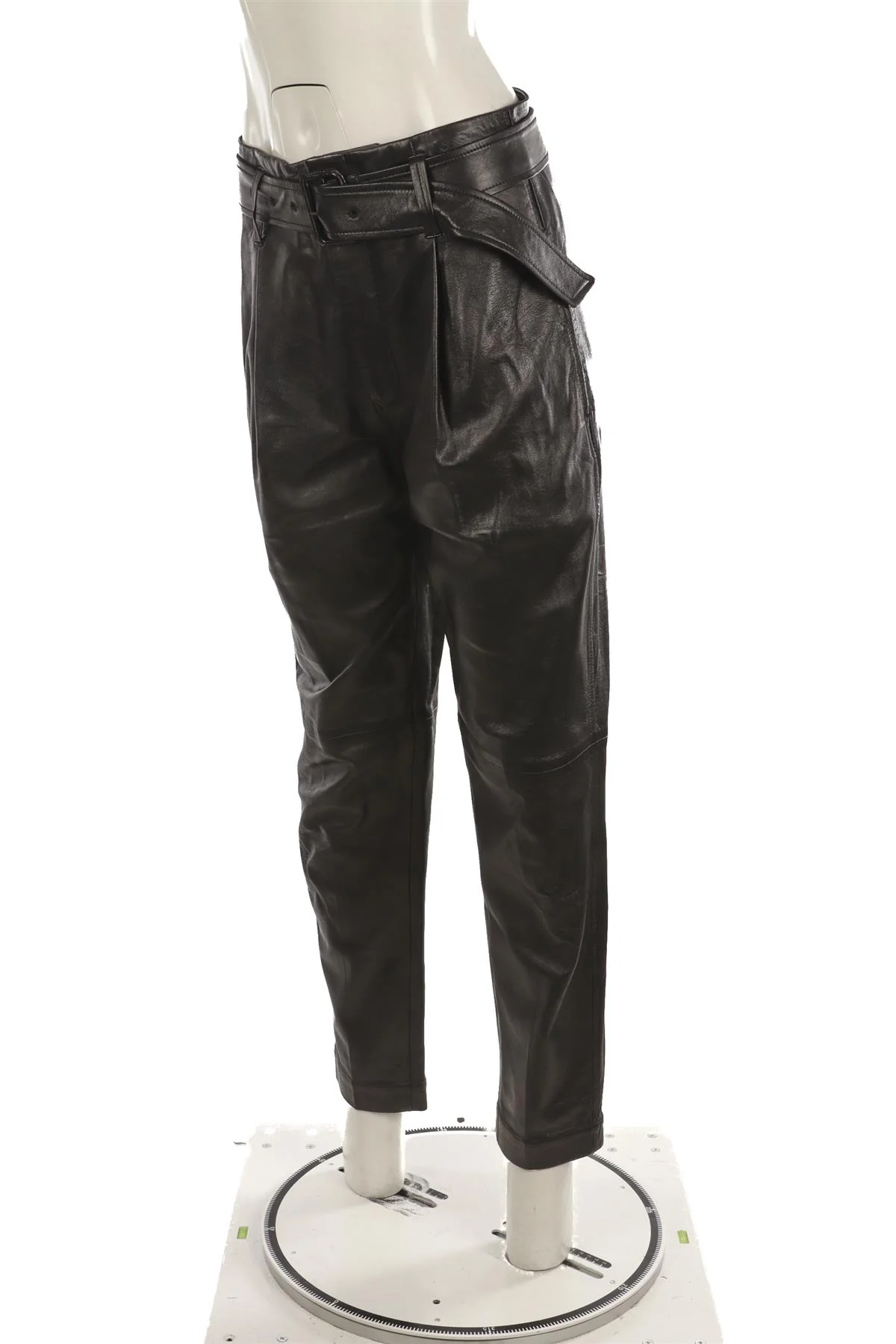 POLO RALPH LAUREN BLACK LEATHER TAPERED PANTS US 2 UK 6 - Image 3