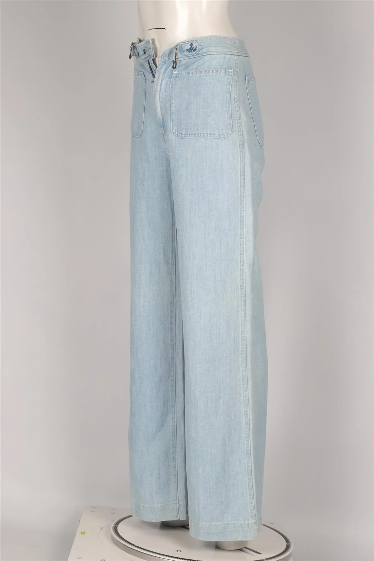 POLO RALPH LAUREN BLUE HIGH RISE WIDE LEG JEANS W26 UK 8 - Image 3