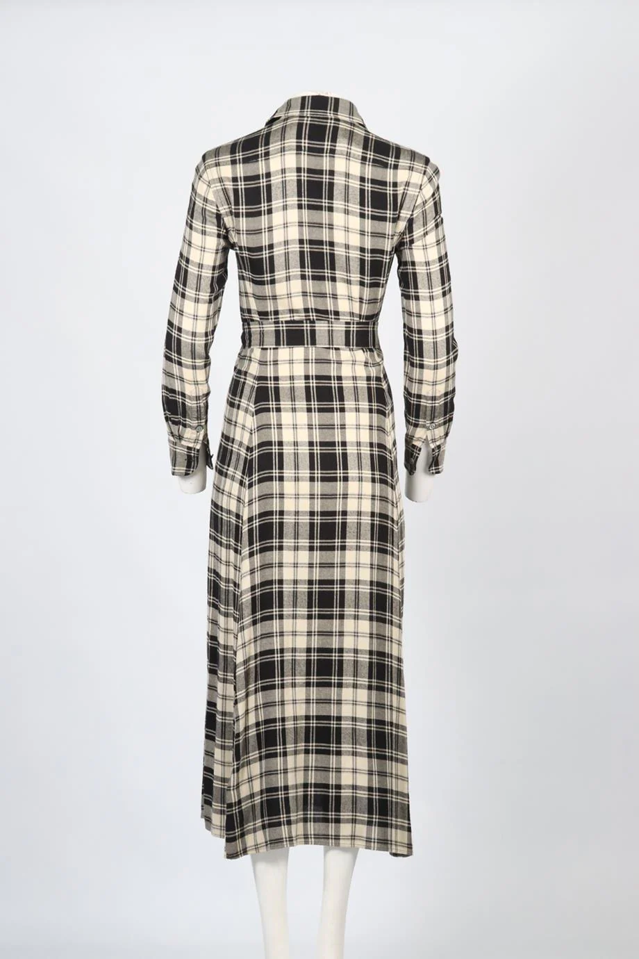 POLO RALPH LAUREN CHECKED WOOL BLEND MAXI DRESS US 4 UK 8 - Image 4