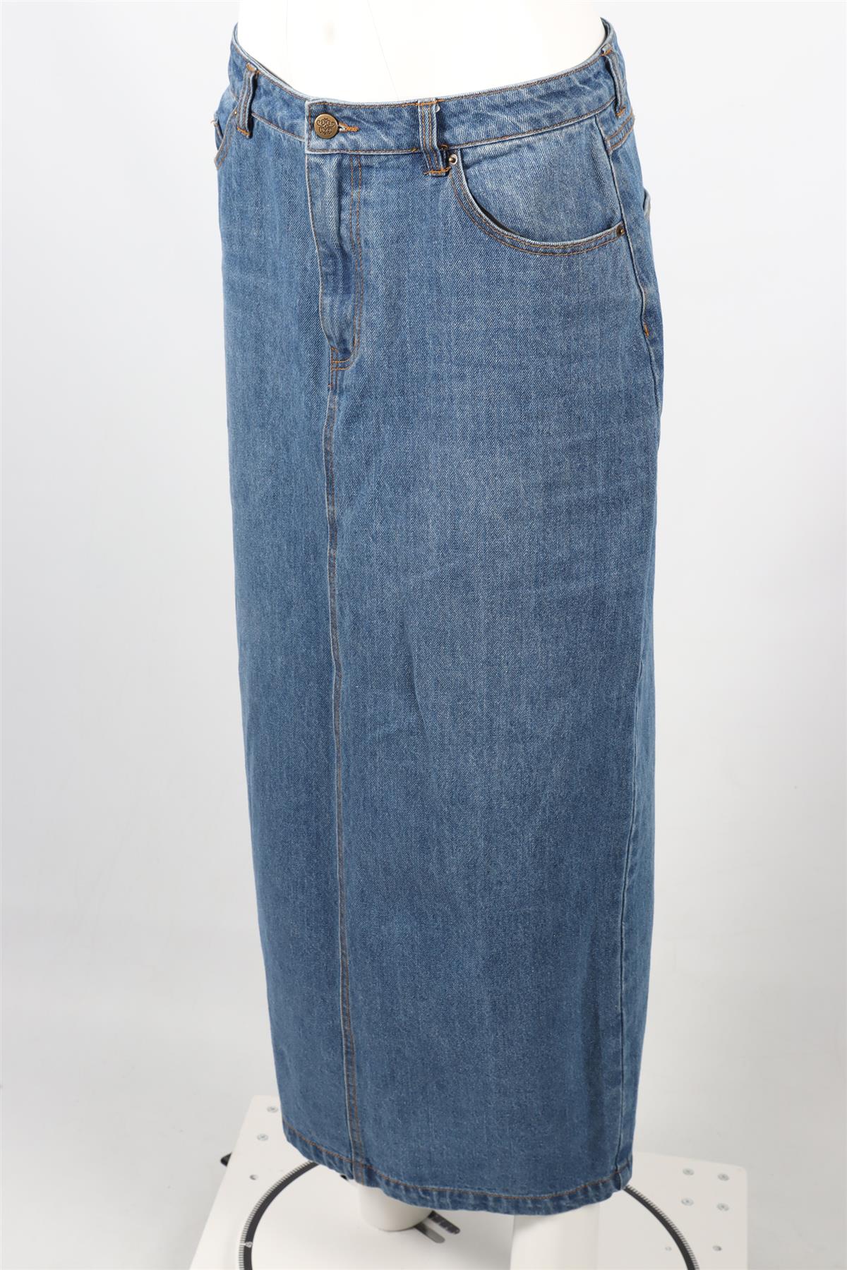 POSSE BLUE DENIM MAXI SKIRT W30 UK 12 - Image 3