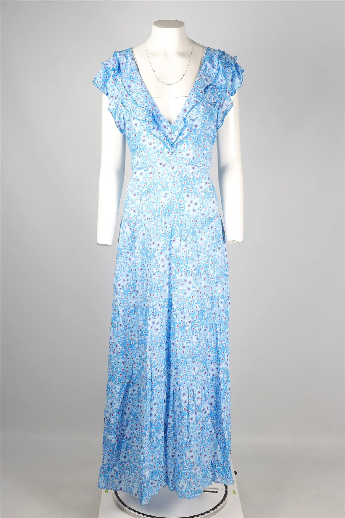 POUPETTE ST BARTH BLUE VOILE MAXI DRESS LARGE - Image 2