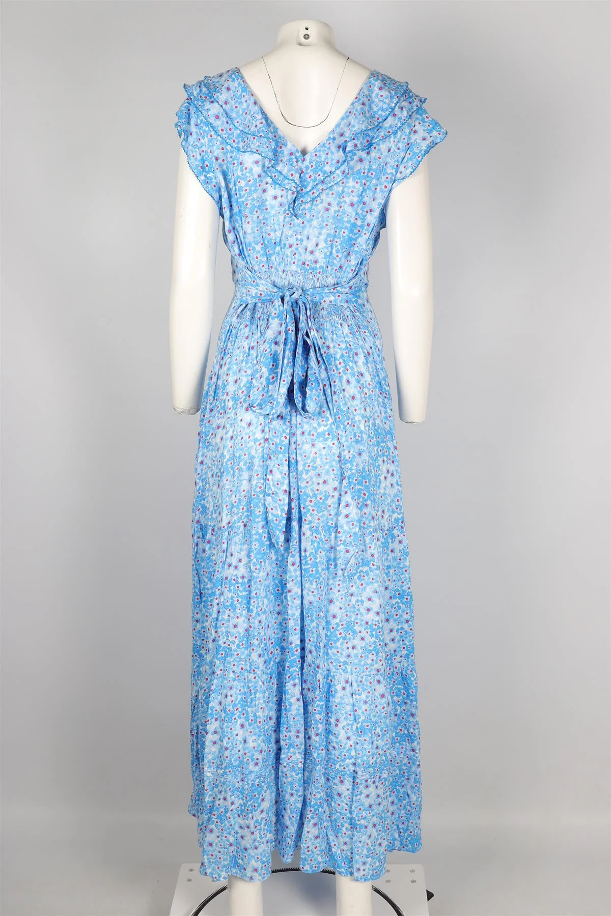 POUPETTE ST BARTH BLUE VOILE MAXI DRESS LARGE - Image 4