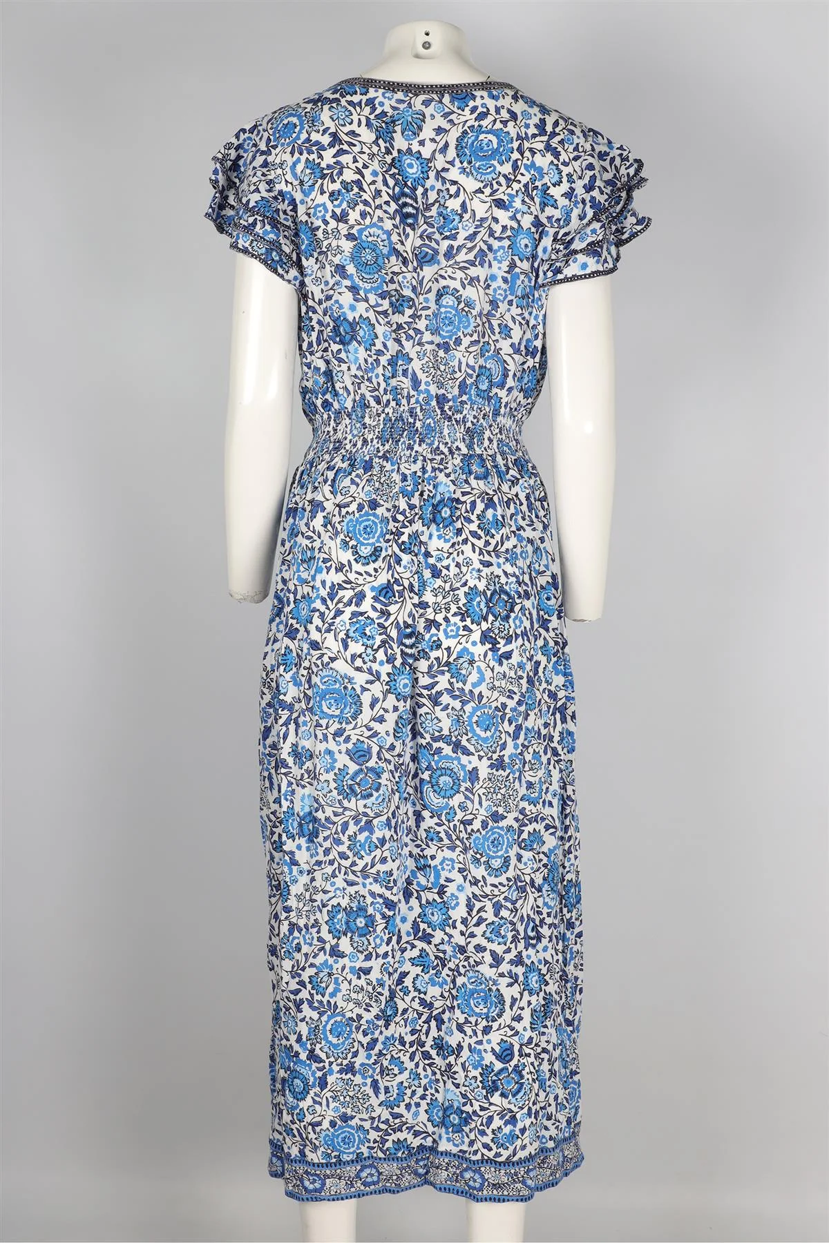 POUPETTE ST BARTH BLUE VOILE MAXI DRESS LARGE - Image 4