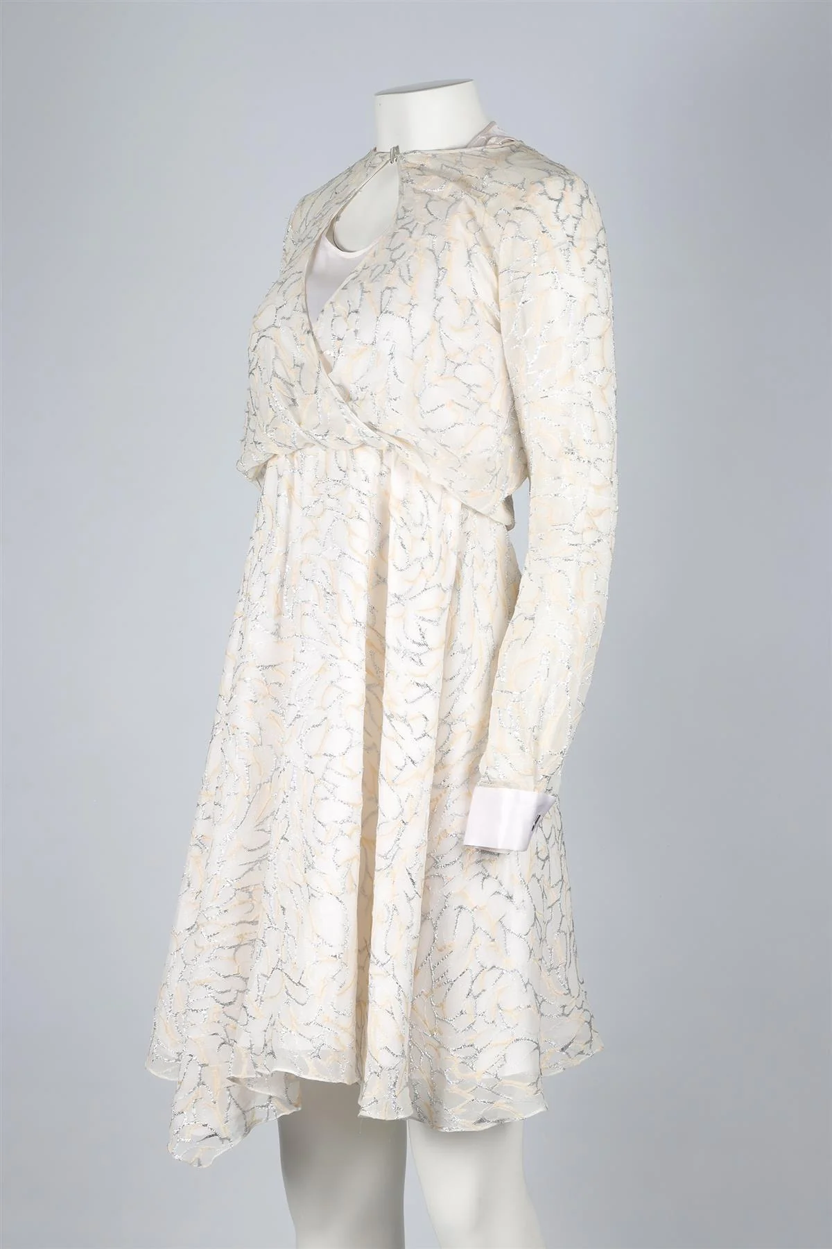 PRABAL GURUNG WHITE SILK MIDI DRESS US 0 UK 4 - Image 3