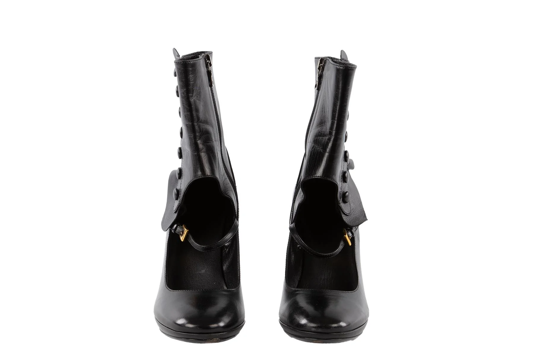 PRADA BLACK 2008 LEATHER ANKLE BOOTS EU 38 UK 5 US 8 - Image 3
