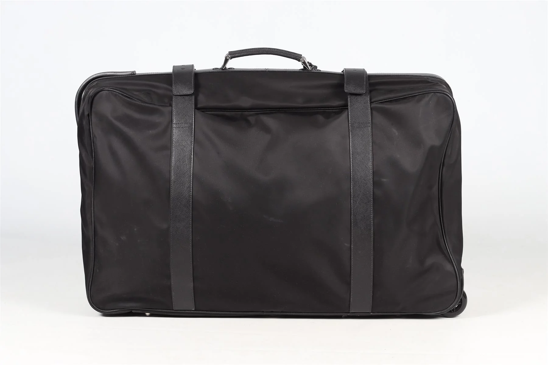 PRADA BLACK 70CM RE-NYLON AND SAFFIANO LEATHER SUITCASE - Image 6