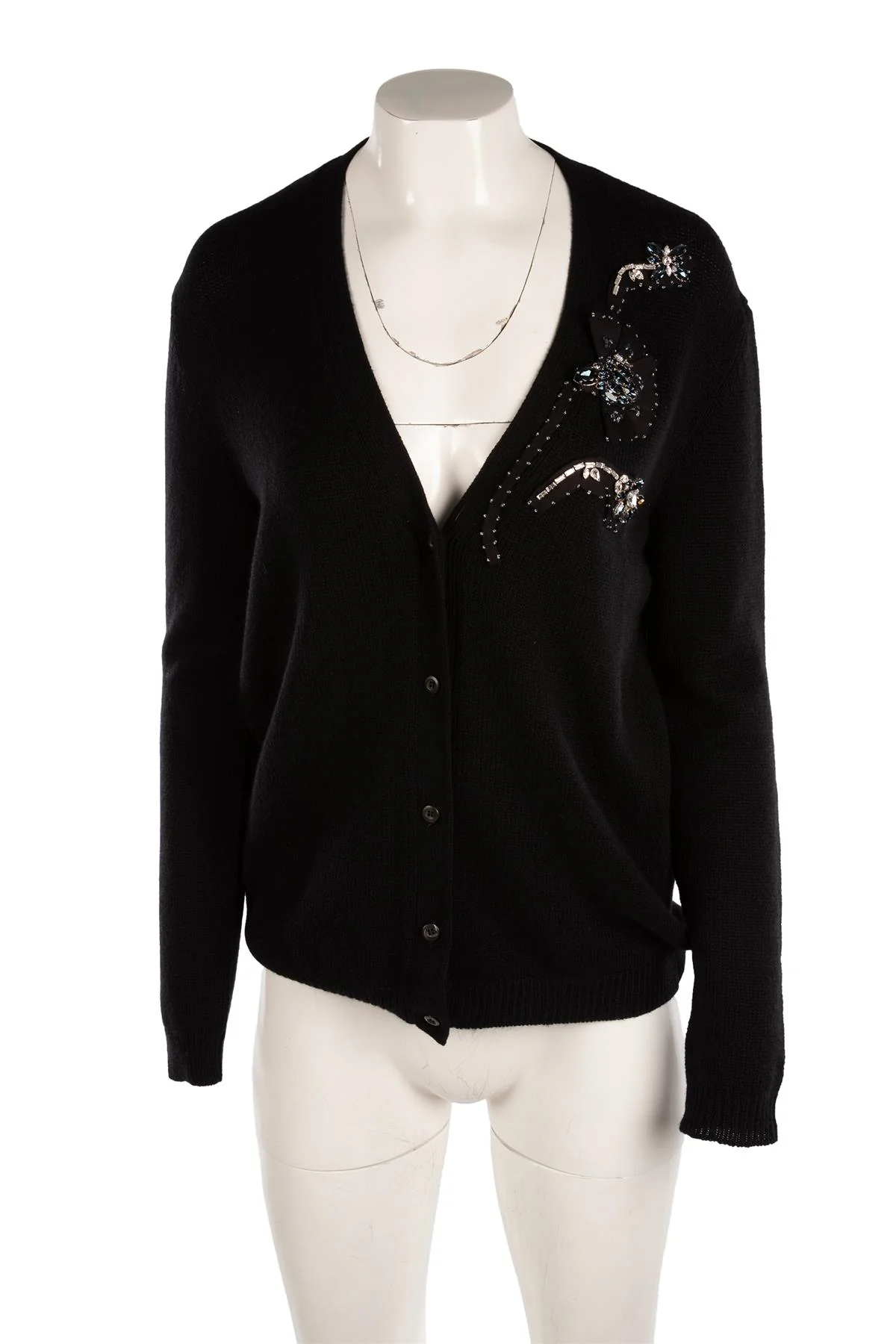 PRADA BLACK CASHMERE CARDIGAN IT 46 UK 14 - Image 2