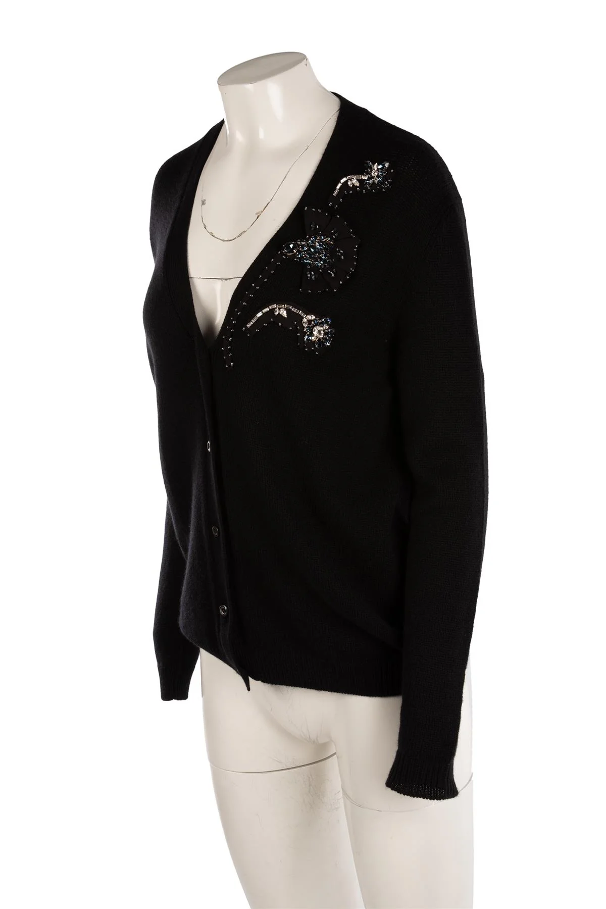 PRADA BLACK CASHMERE CARDIGAN IT 46 UK 14 - Image 3