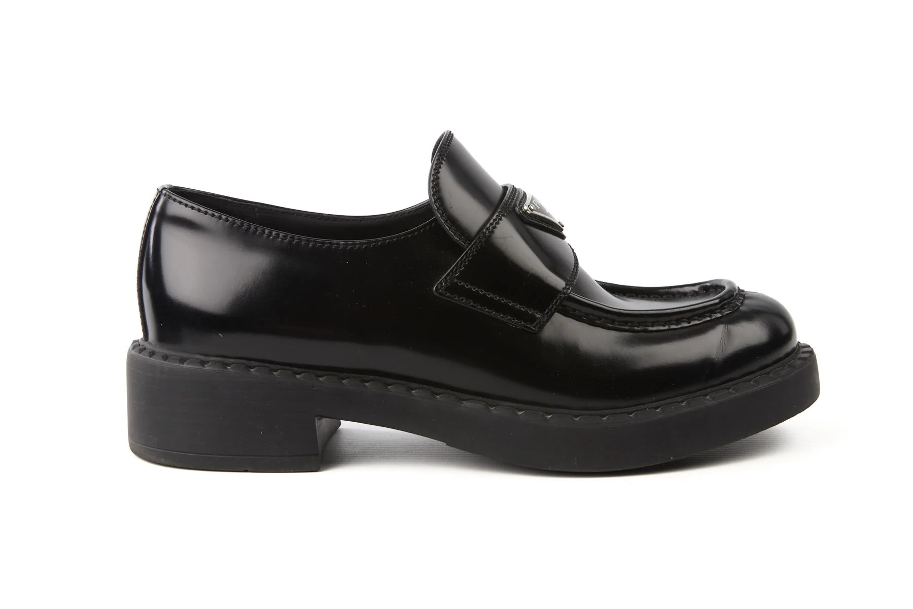 PRADA BLACK LEATHER LOAFERS EU 37.5 UK 4.5 US 7.5 - Image 2
