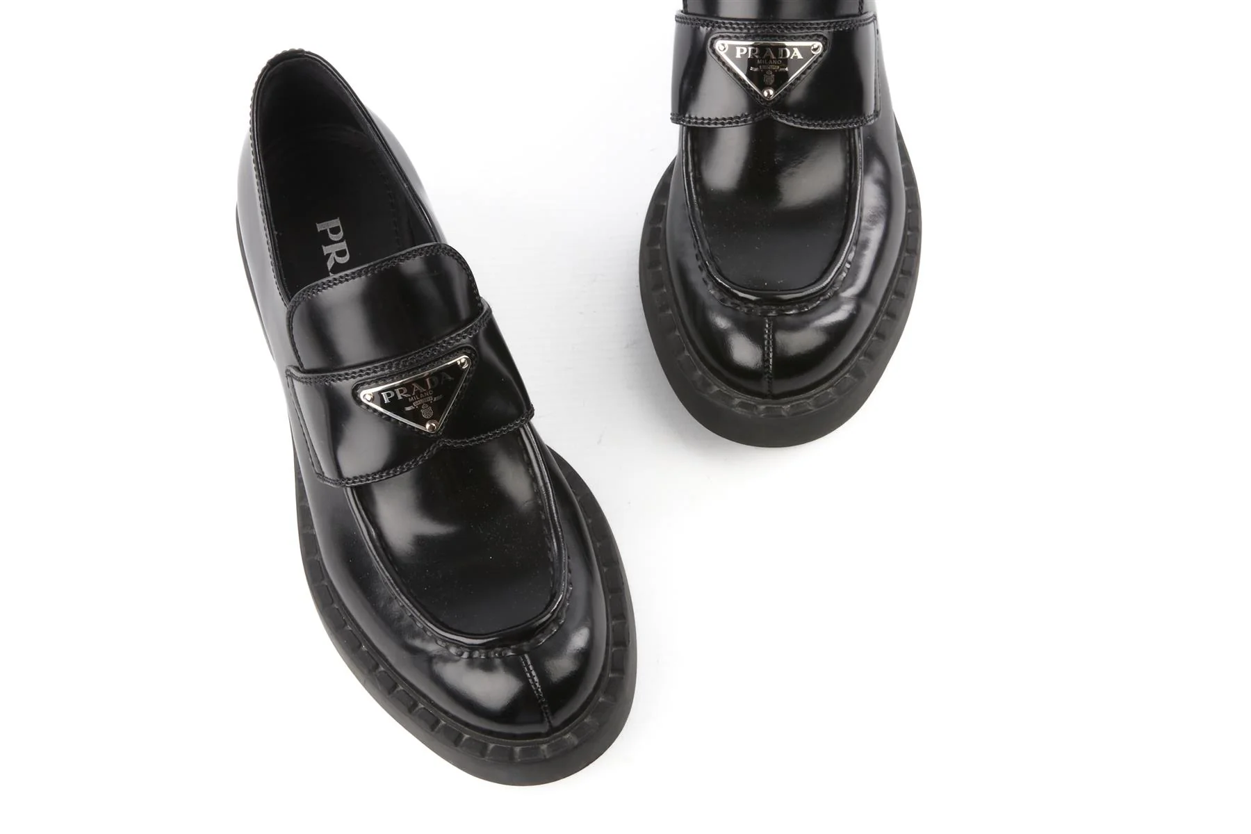 PRADA BLACK LEATHER LOAFERS EU 37.5 UK 4.5 US 7.5 - Image 4