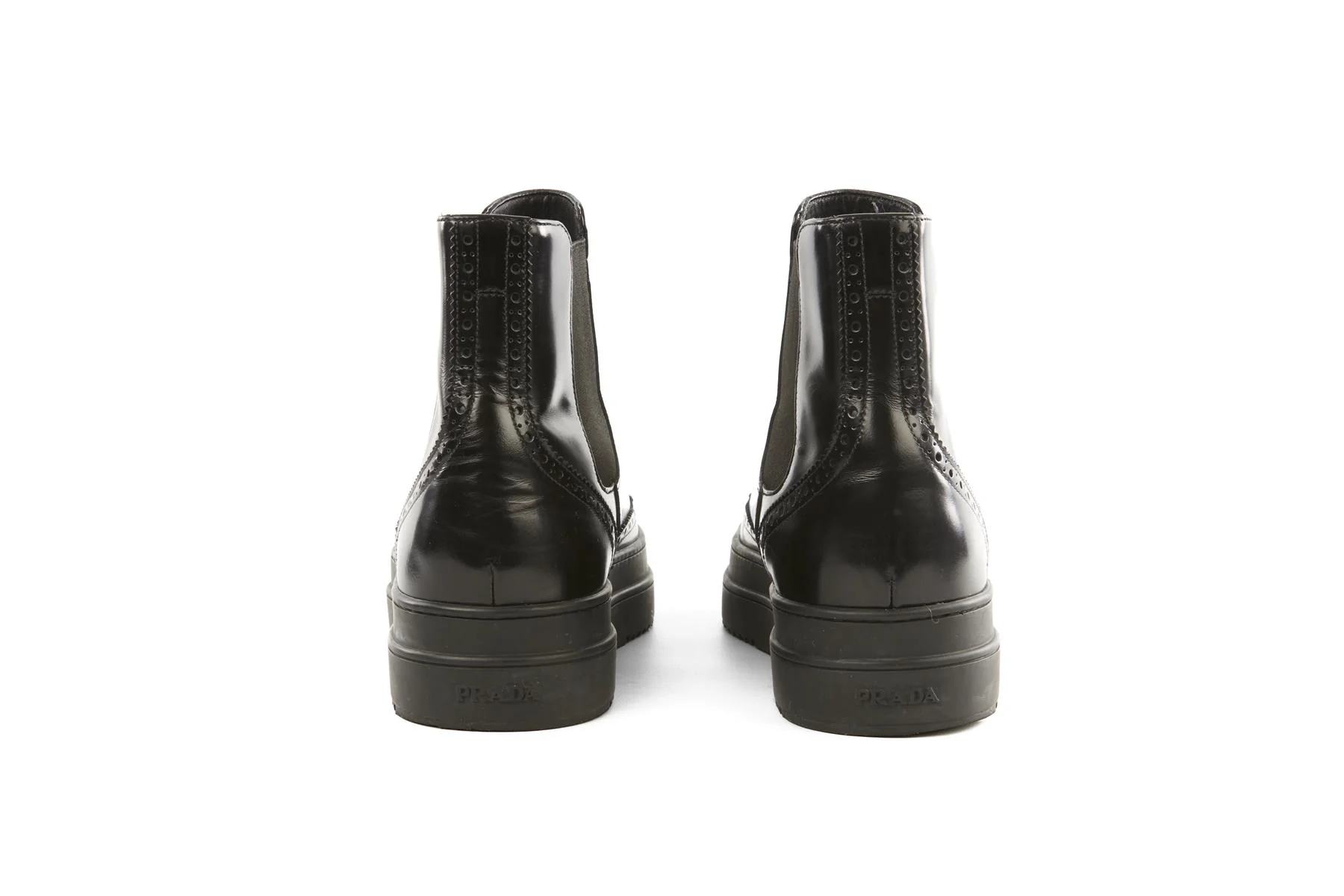PRADA BLACK MEN'S LEATHER ANKLE BOOTS UK 7.5 EU 41.5 US 8.5 - Image 5
