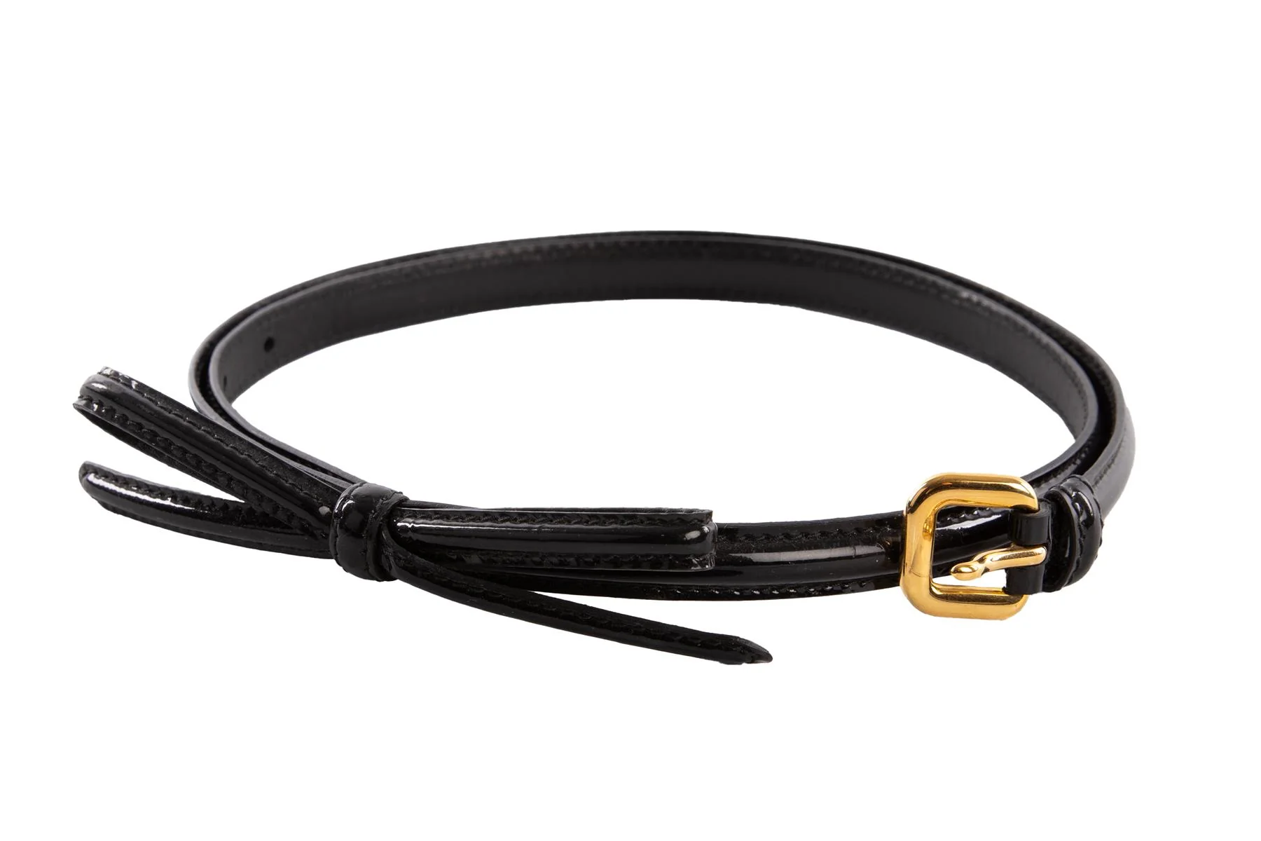 PRADA BLACK PATENT LEATHER WAIST BELT 80CM - Image 2