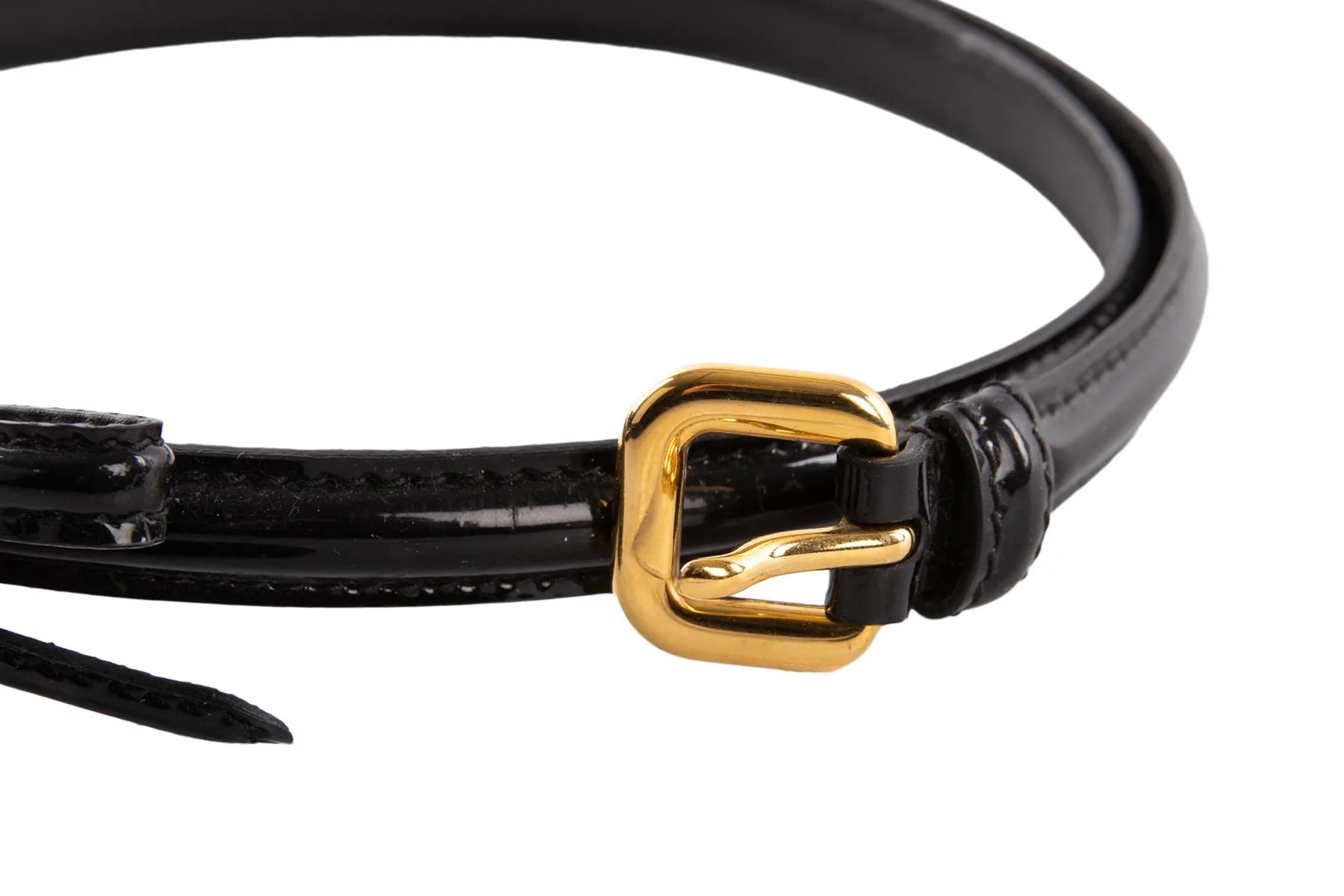 PRADA BLACK PATENT LEATHER WAIST BELT 80CM - Image 3