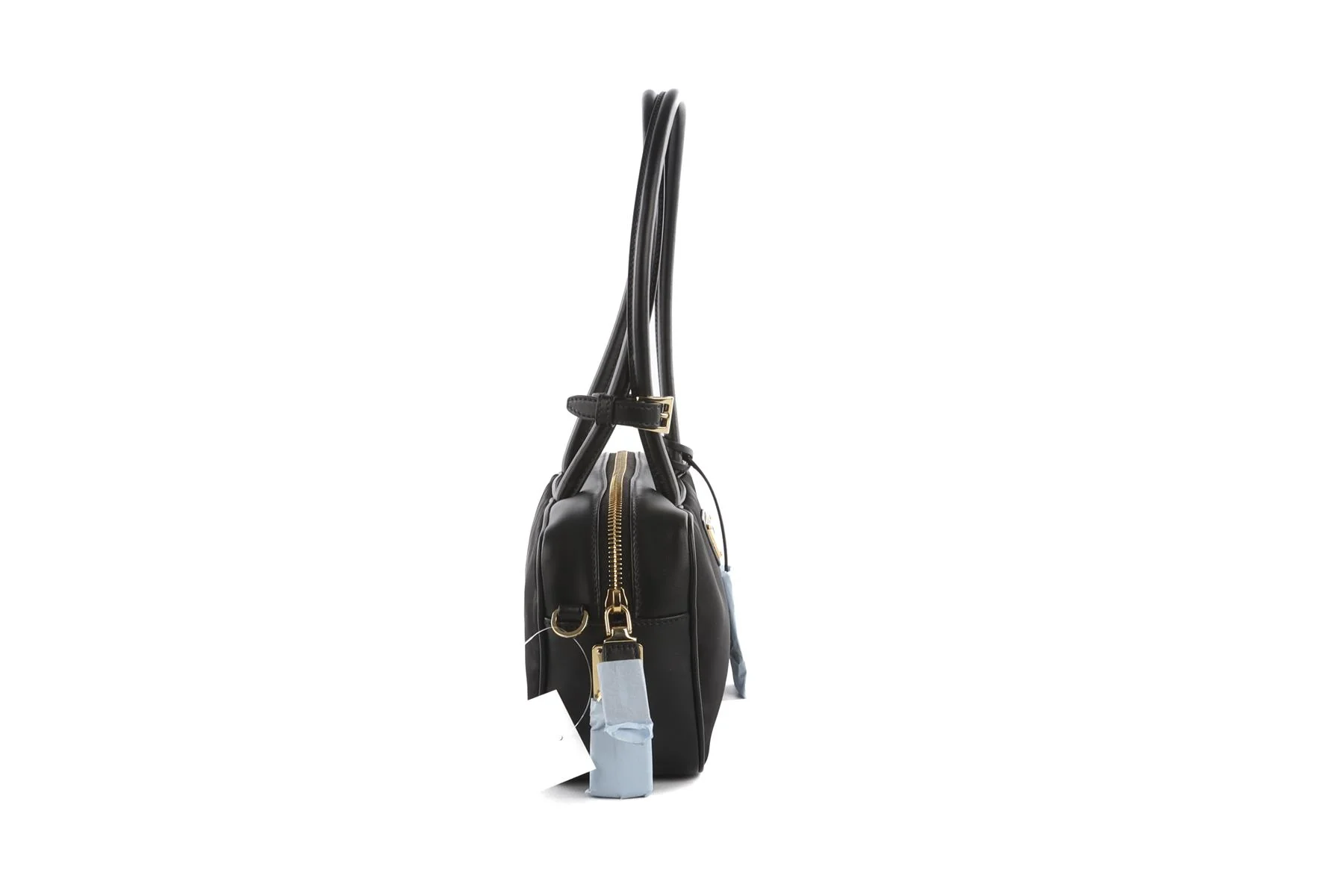 PRADA BLACK RE-NYLON LEATHER AND NYLON SHOULDER BAG - Image 4