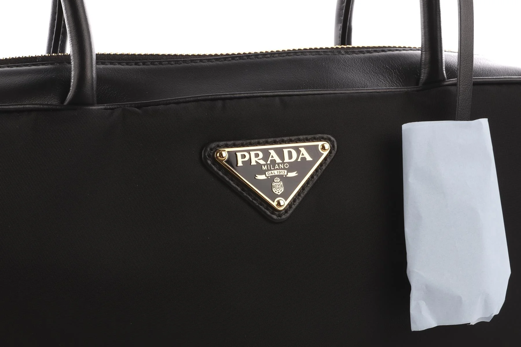 PRADA BLACK RE-NYLON LEATHER AND NYLON SHOULDER BAG - Image 8