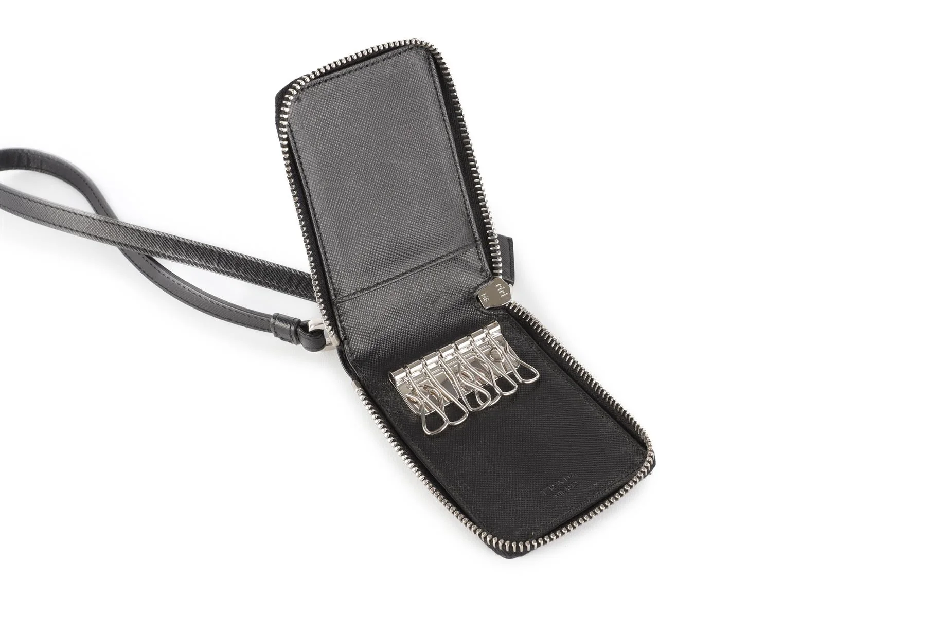 PRADA BLACK SAFFIANO LEATHER KEY HOLDER - Image 7