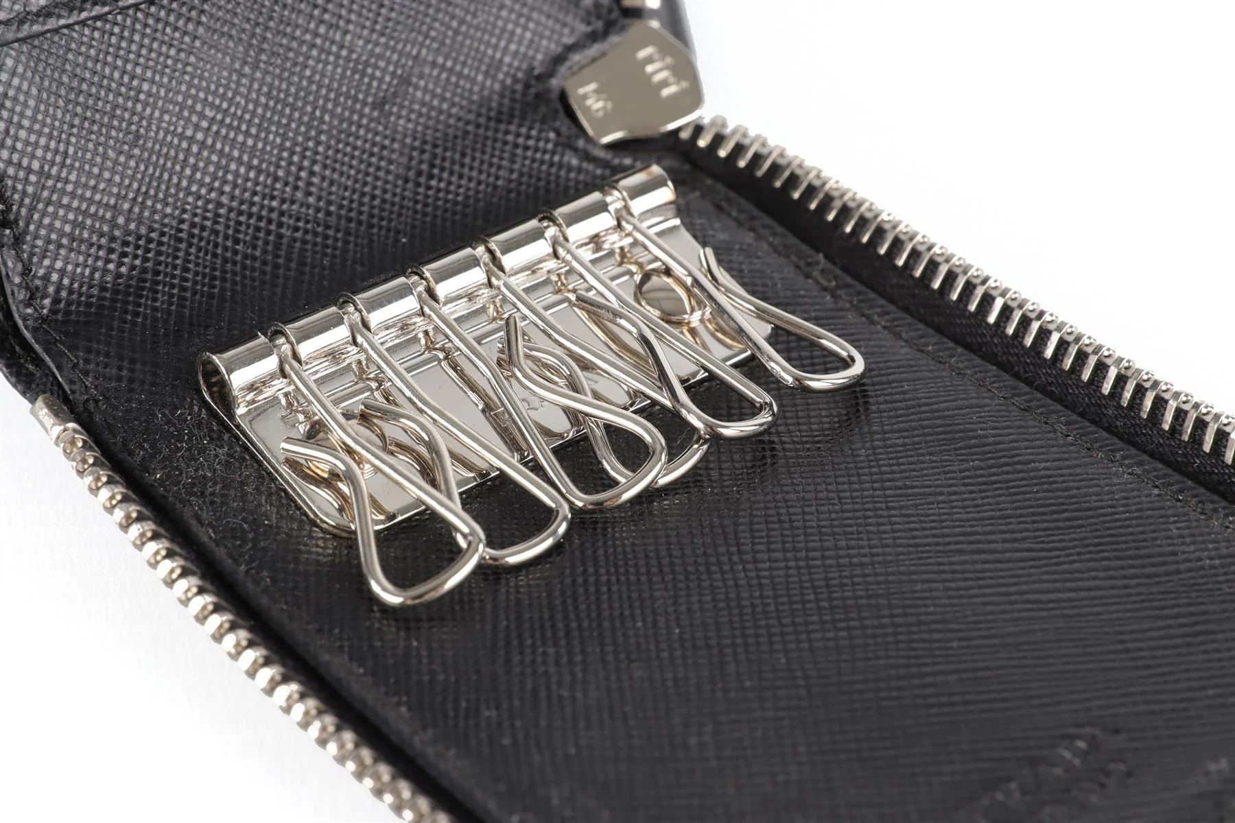 PRADA BLACK SAFFIANO LEATHER KEY HOLDER - Image 8