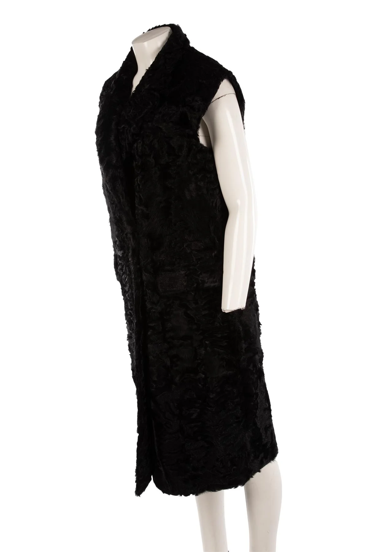 PRADA BLACK SHEARLING GILET IT 38 UK 6 - Image 3