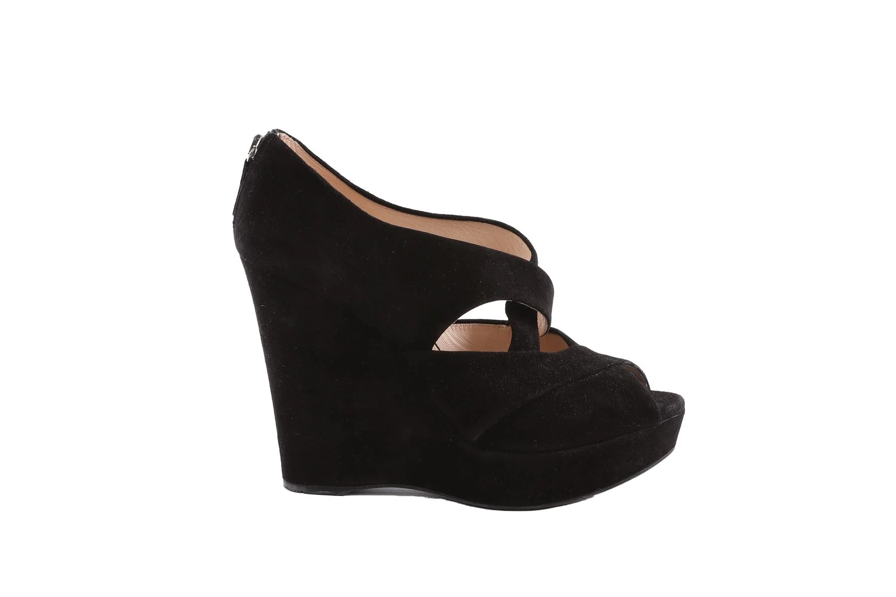 PRADA BLACK SUEDE WEDGE SANDALS EU 38 - Image 2