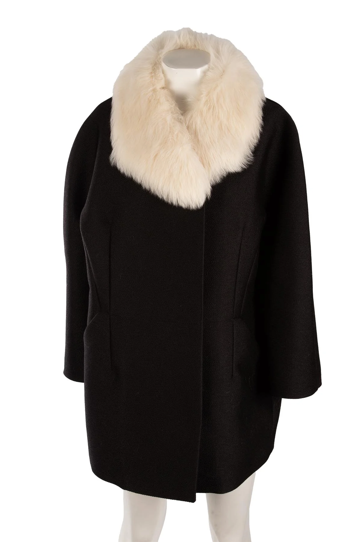 PRADA BLACK WOOL COAT IT 44 UK 12 - Image 2