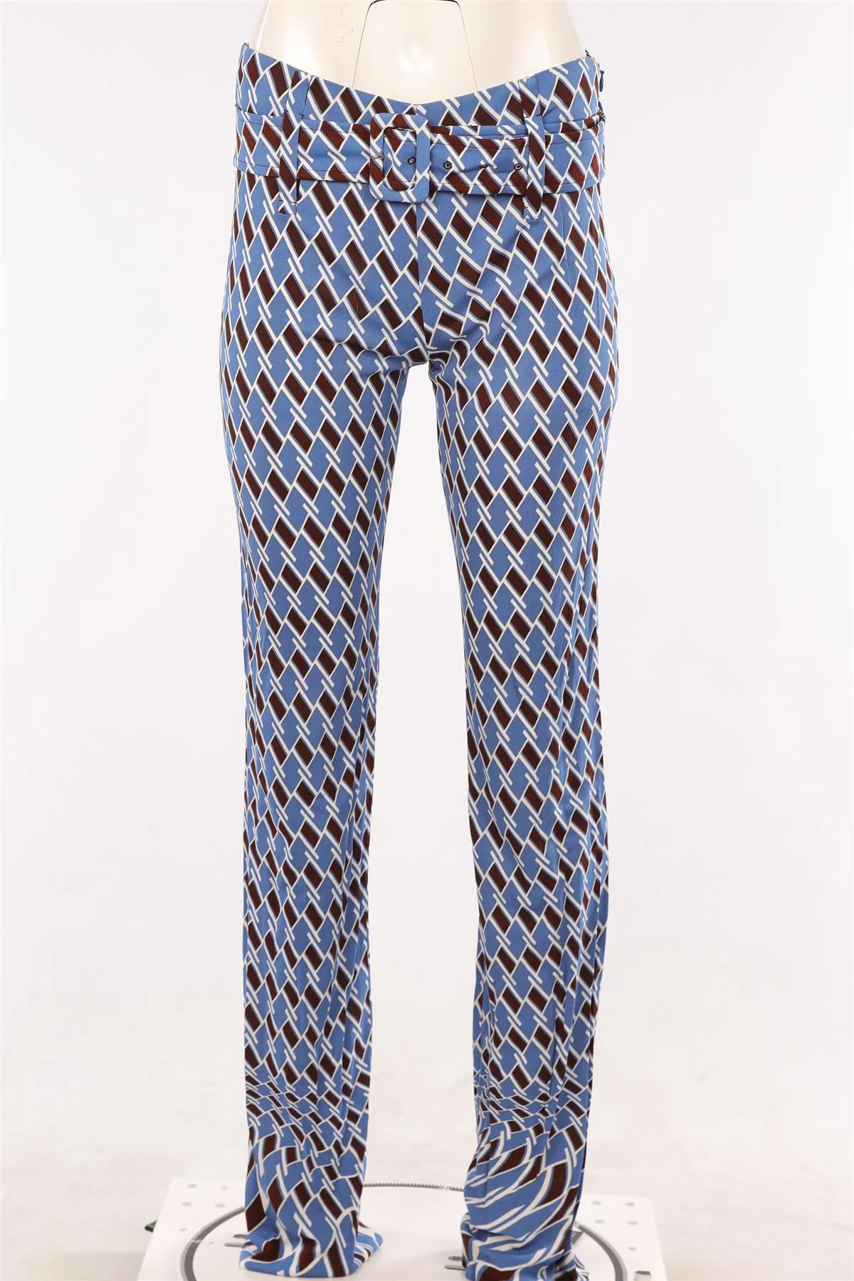 PRADA BLUE KNIT STRAIGHT LEG PANTS IT 42 UK 10 - Image 2