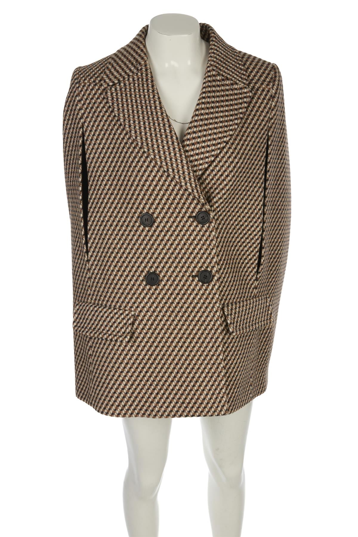 PRADA BROWN 2014 WOOL CAPE IT 40 UK 8 - Image 2