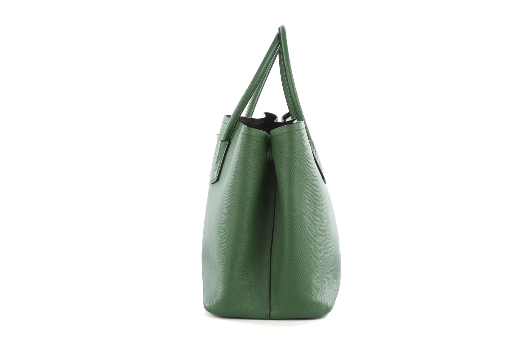 PRADA GREEN DOUBLE MEDIUM SAFFIANO LEATHER TOTE BAG - Image 5