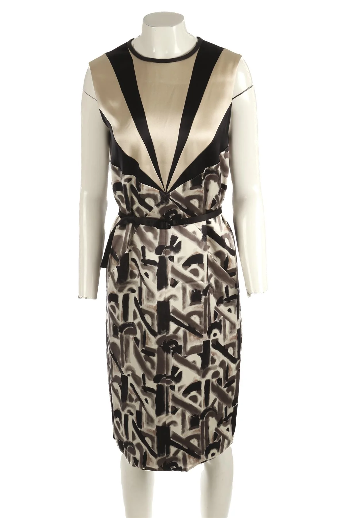 PRADA MULTI SILK MIDI DRESS IT 40 UK 8 - Image 2
