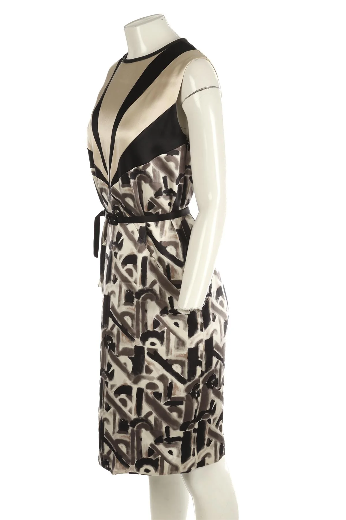 PRADA MULTI SILK MIDI DRESS IT 40 UK 8 - Image 3