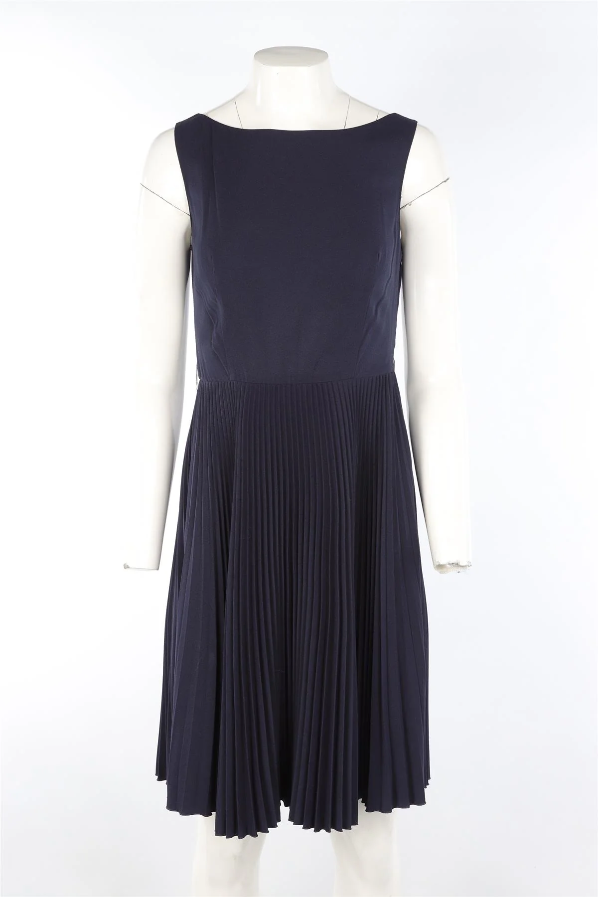 PRADA NAVY CREPE MIDI DRESS IT 40 UK 8 - Image 2