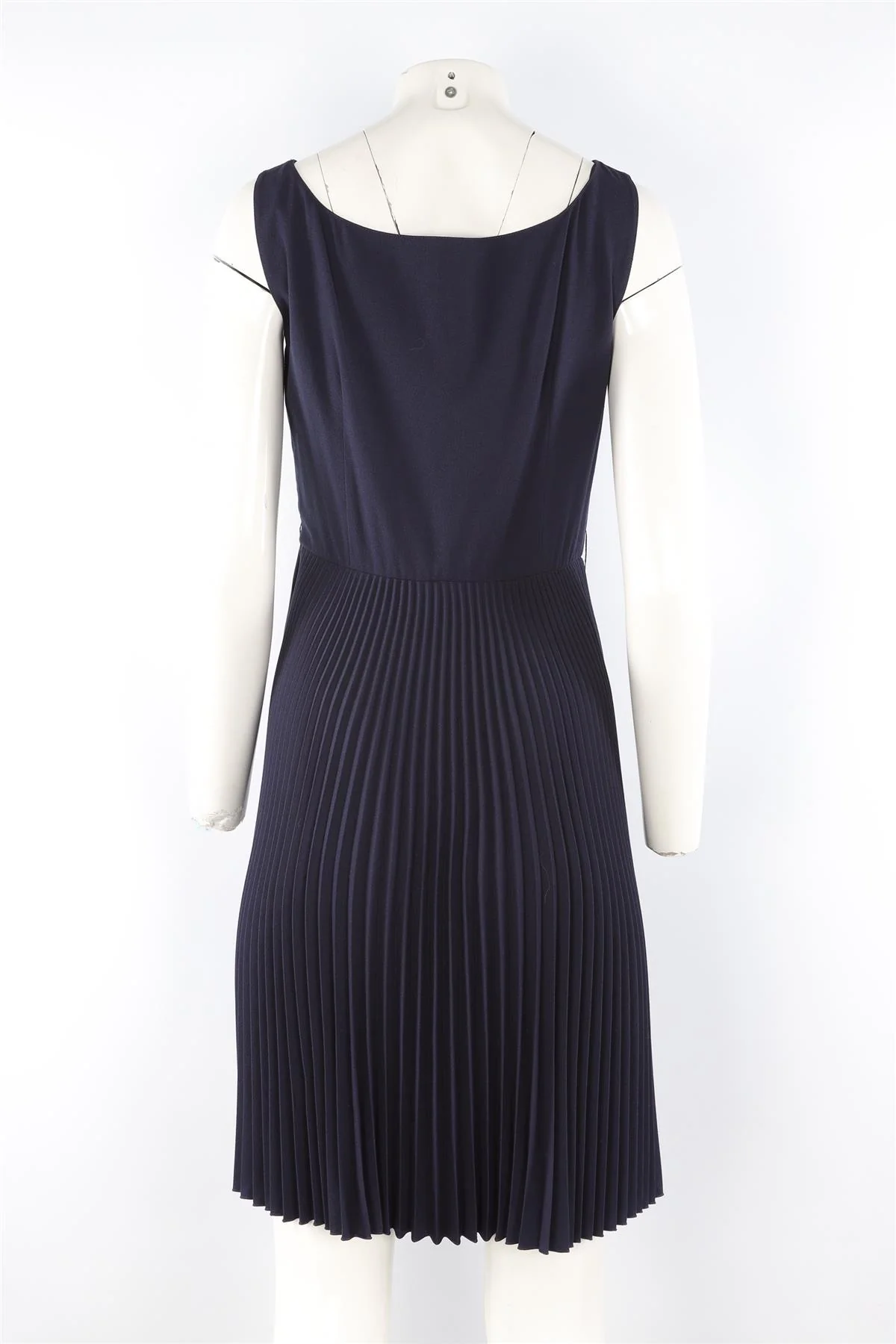 PRADA NAVY CREPE MIDI DRESS IT 40 UK 8 - Image 4