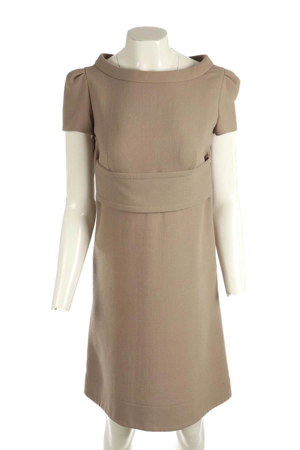 PRADA TAUPE WOOL MIDI DRESS IT 42 UK 10 - Image 2
