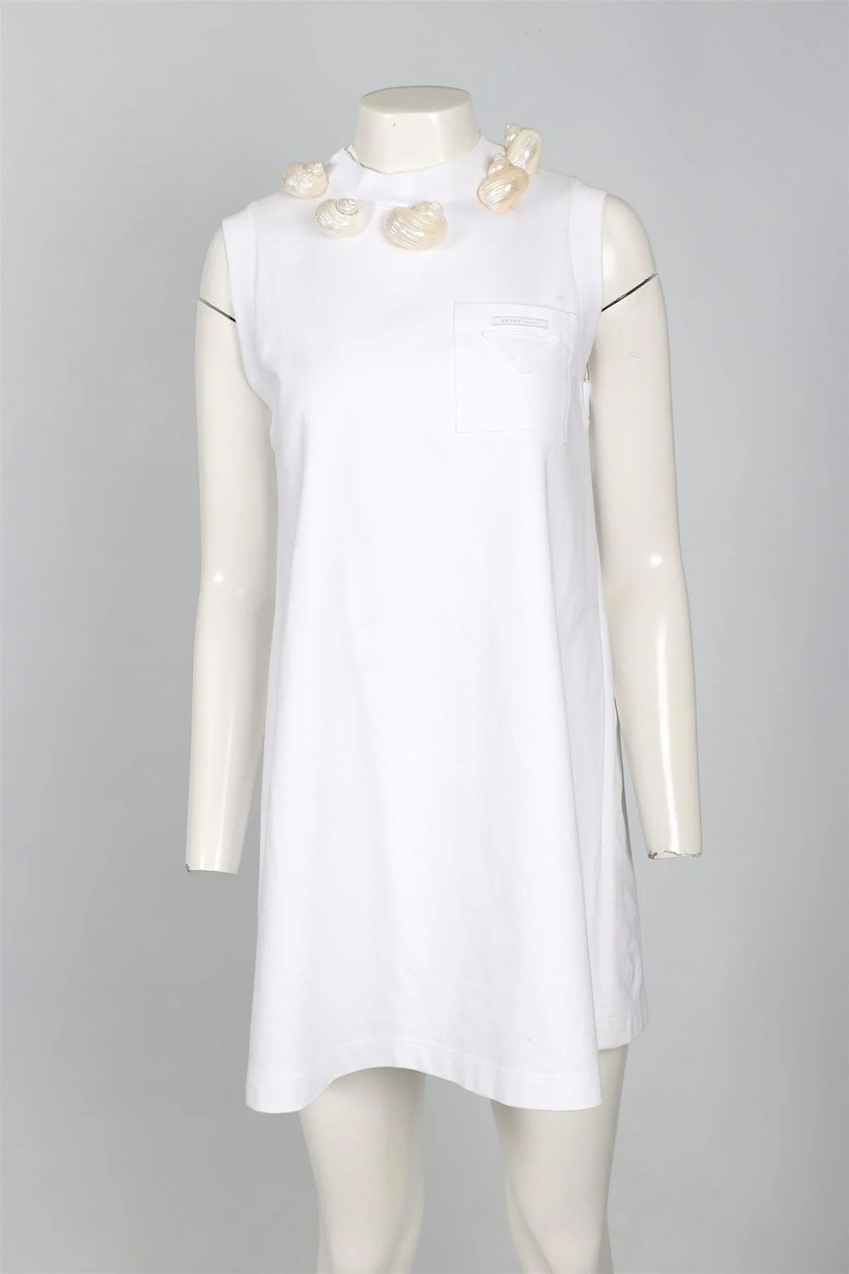 PRADA WHITE 2019 COTTON MINI DRESS IT 38 UK 6 - Image 2