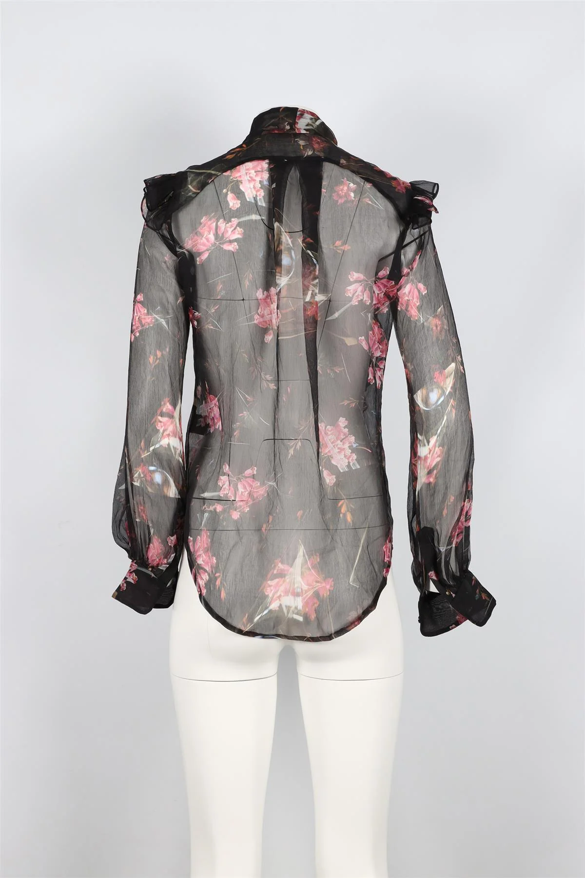 PREEN BY THORNTON BREGAZZI BLACK AND PINK FLORAL SILK TOP - Image 4