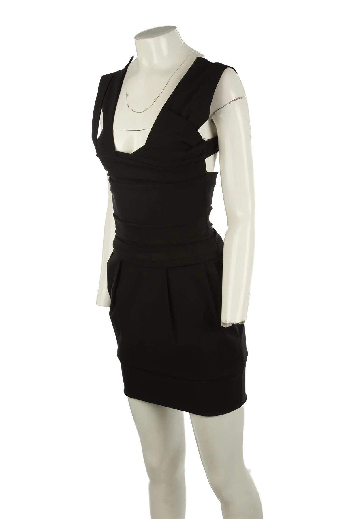 PREEN BY THORNTON BREGAZZI BLACK CREPE MINI DRESS MEDIUM - Image 3