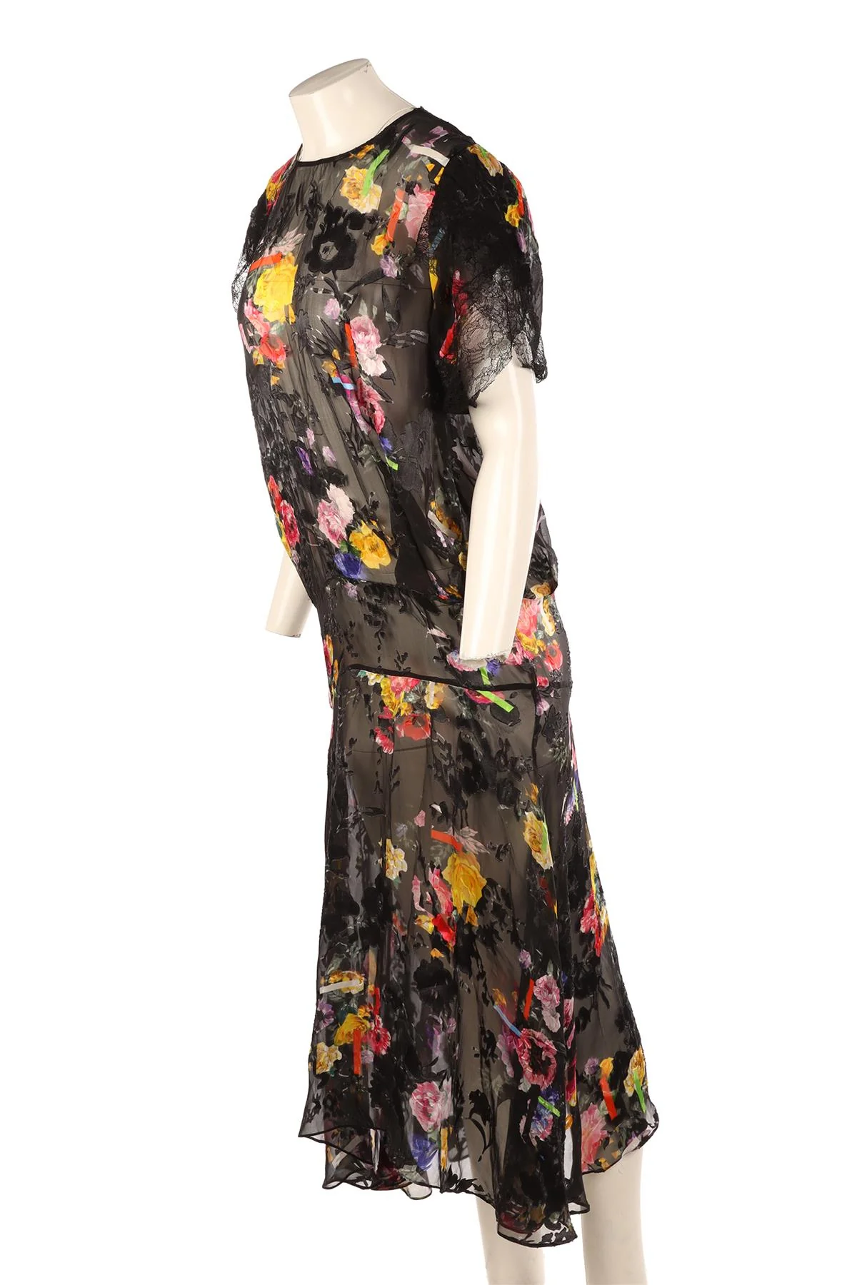 PREEN BY THORNTON BREGAZZI BLACK SILK MAXI DRESS MEDIUM - Image 3