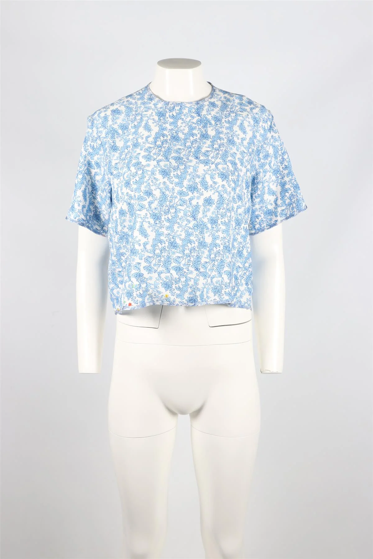 PREEN BY THORNTON BREGAZZI BLUE AND WHITE SILK BLEND TOP SMALL - Image 2