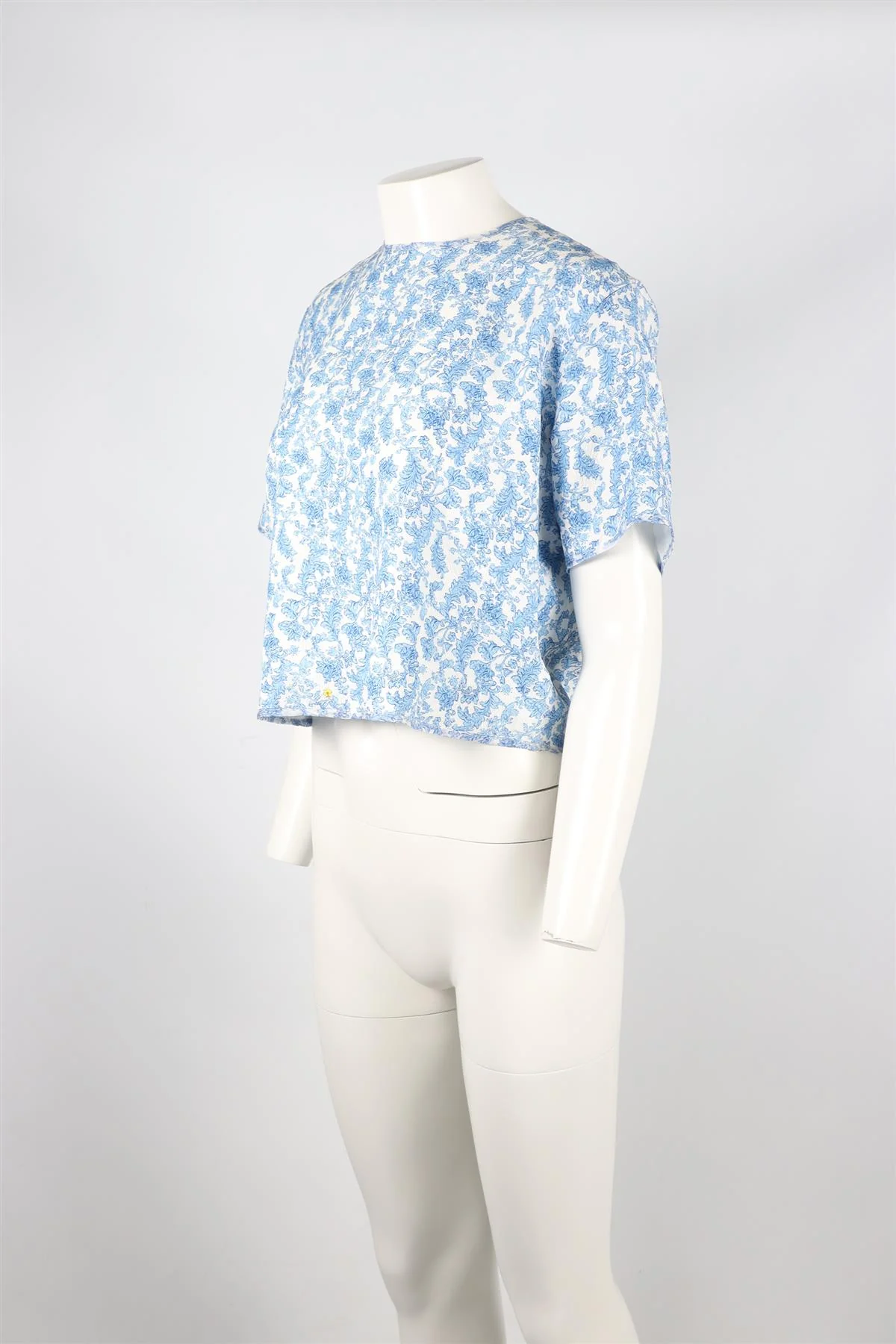 PREEN BY THORNTON BREGAZZI BLUE AND WHITE SILK BLEND TOP SMALL - Image 3