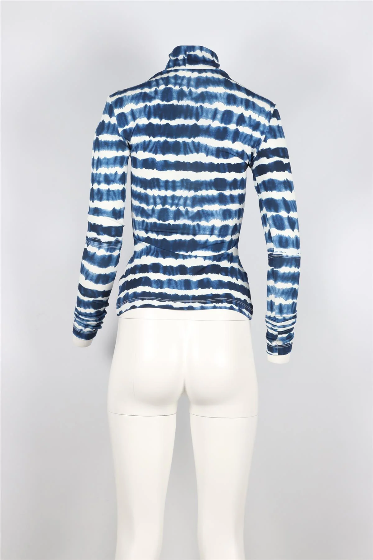PREEN BY THORNTON BREGAZZI BLUE AND WHITE TIE DYED JERSEY TOP SMALL - Image 4