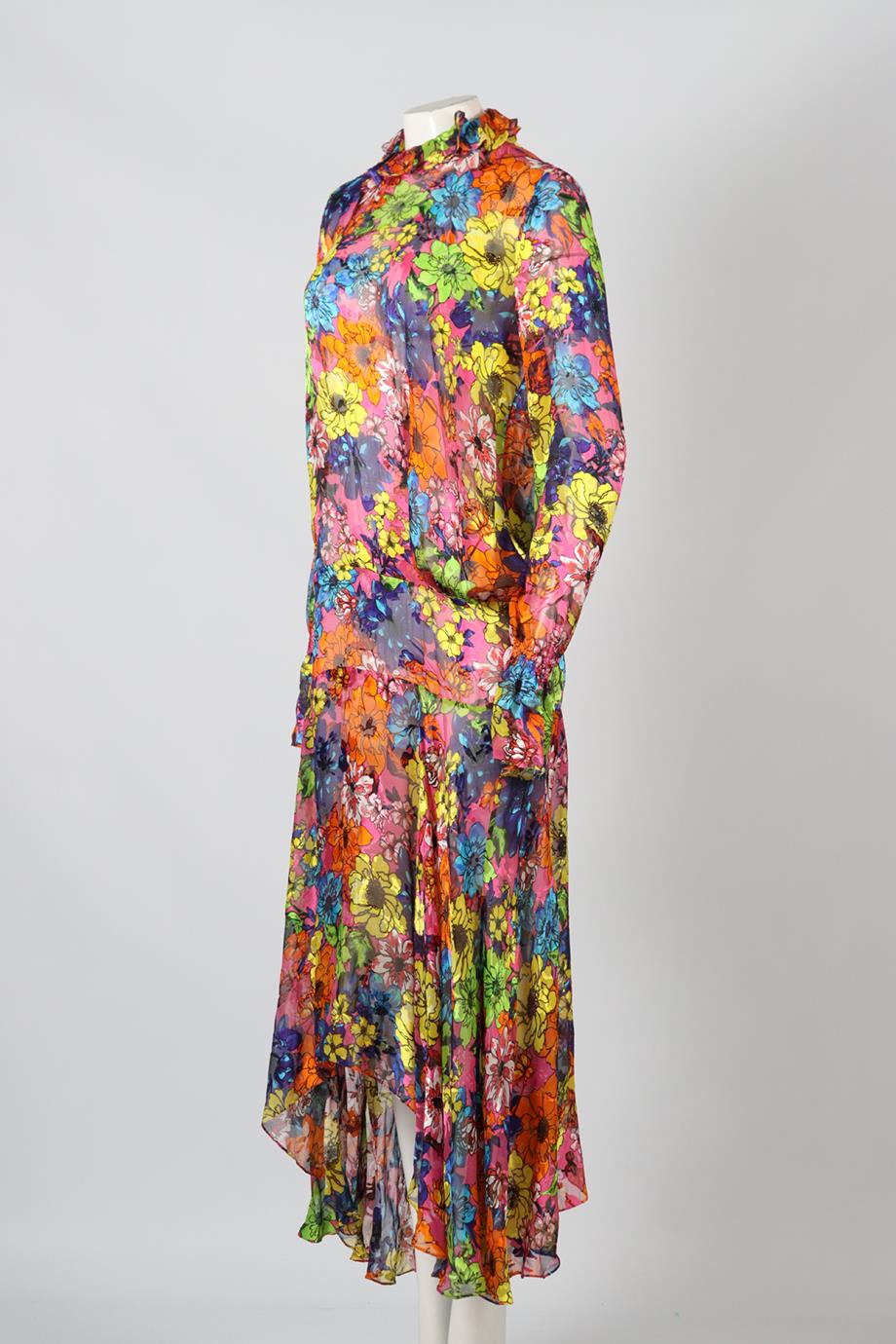PREEN BY THORNTON BREGAZZI FLORAL PRINT SATIN MAXI DRESS MEDIUM - Image 3